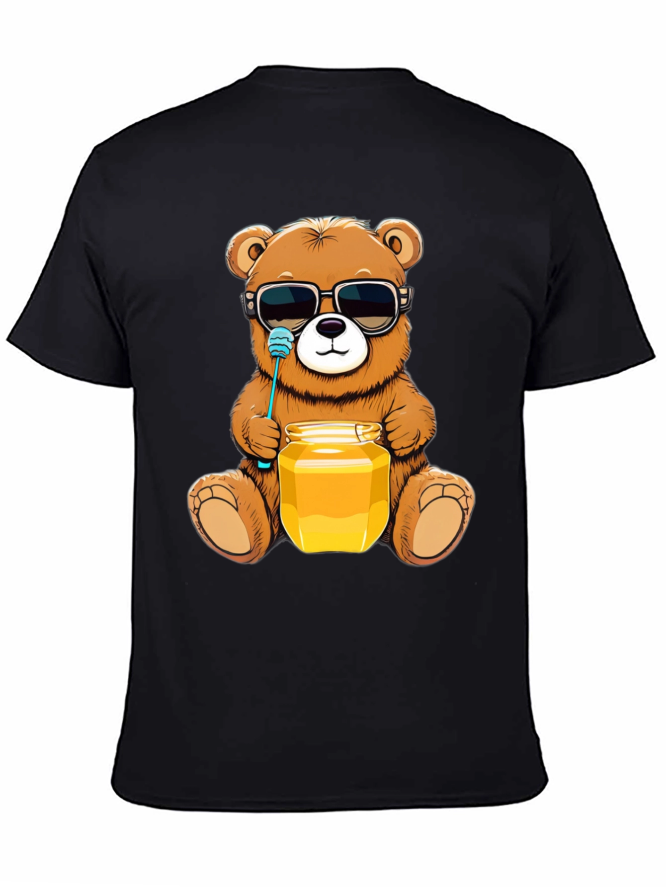 Black Cool Bear with Honey T-Shirt view 4