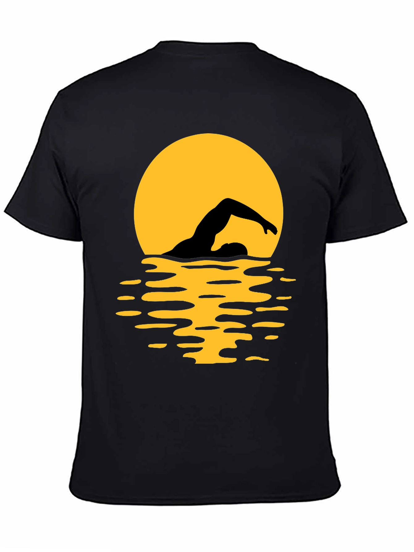 Black Swimmer Silhouette T-Shirt - Black Graphic Tee view 4