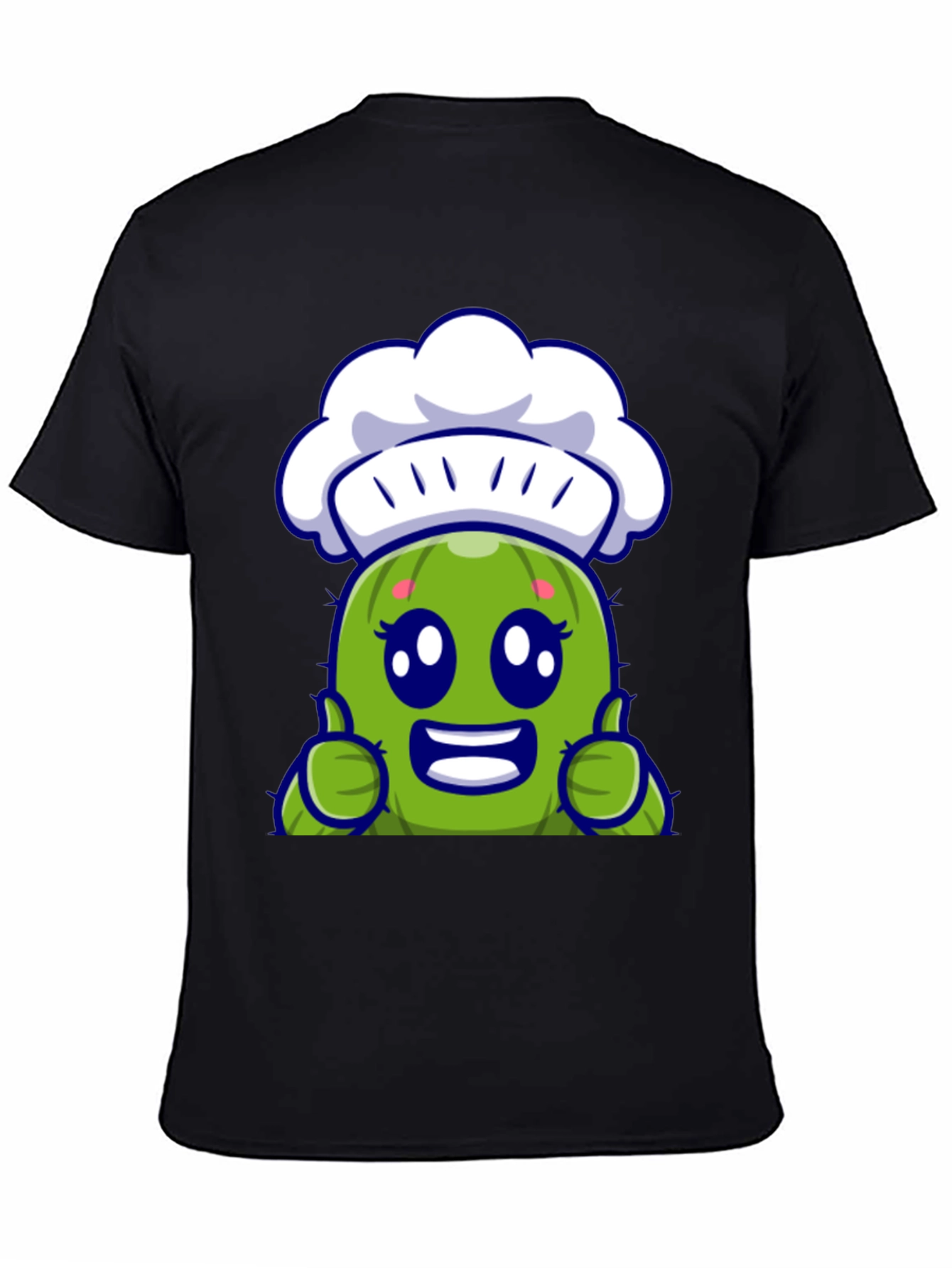 Black Cute Chef Cactus Cartoon Graphic Tee view 4