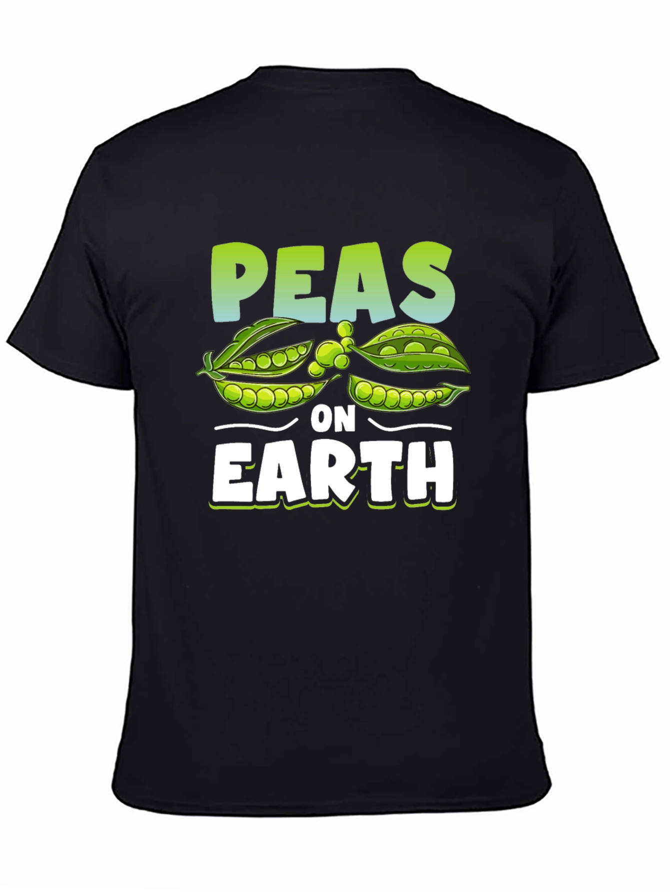 Black Peas on Earth Graphic T-Shirt - Vegan Humor Tee view 4