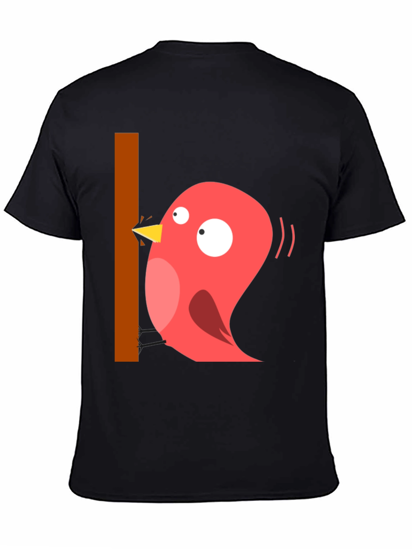 Black Funny Bird Graphic T-Shirt - Casual Black Tee view 4