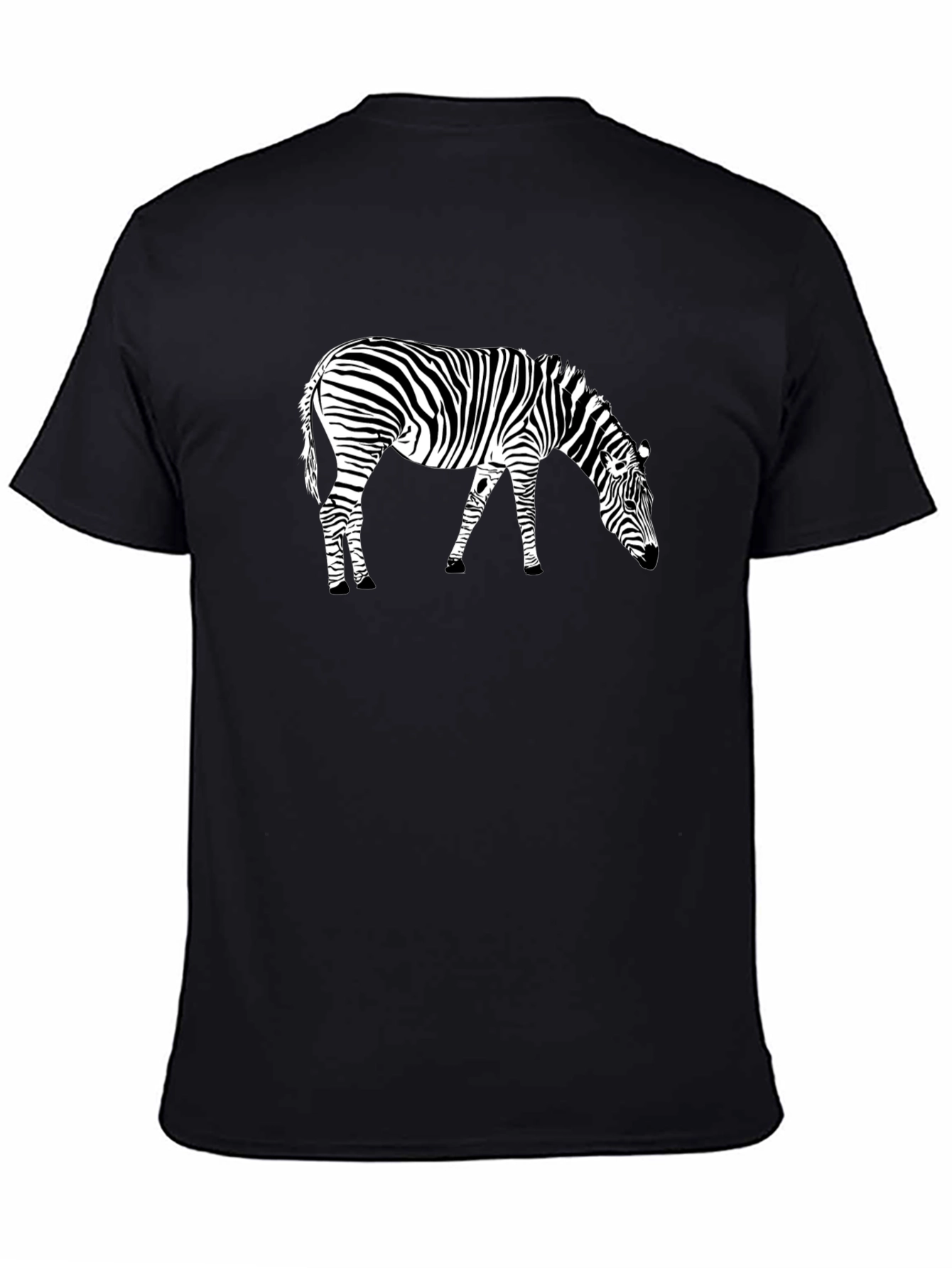 Black Zebra Print Black T-Shirt, Animal Graphic Tee view 4