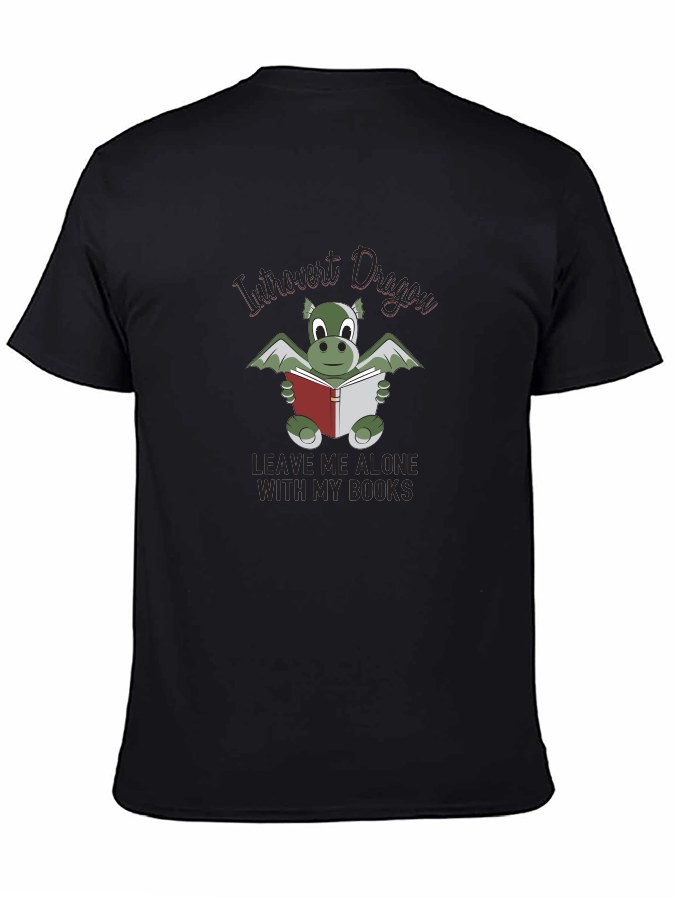 Black Introvert Dragon T-Shirt - Leave Me Alone With My Books view 4