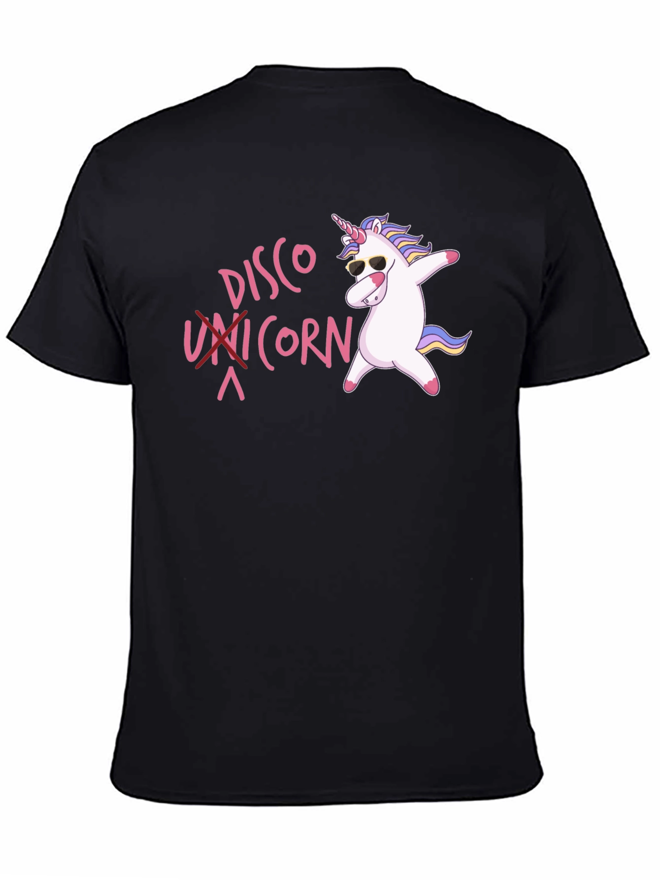 Black Disco Unicorn Graphic Black T-Shirt view 4