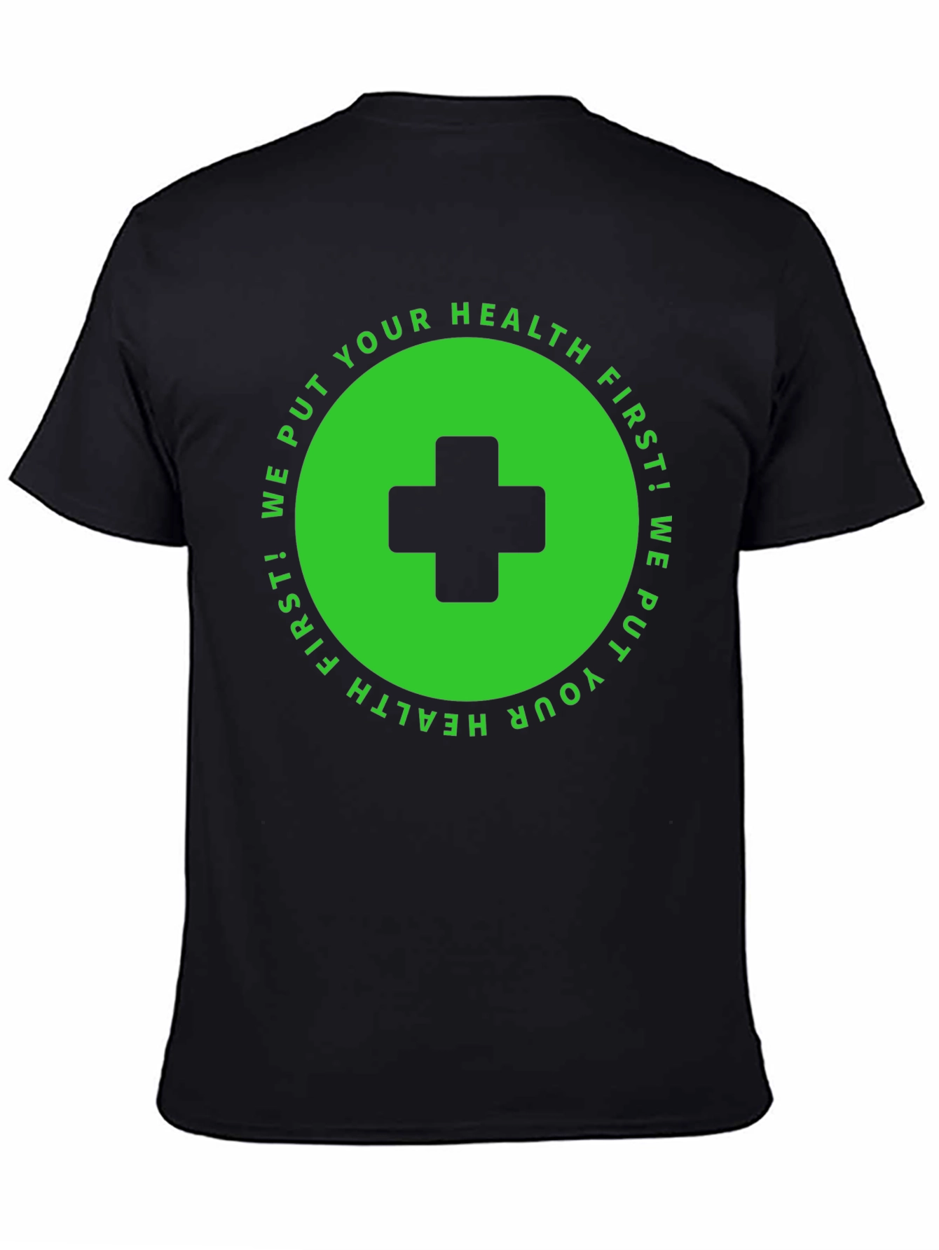 Black Health First T-Shirt: Black with Medical Cross Design view 4