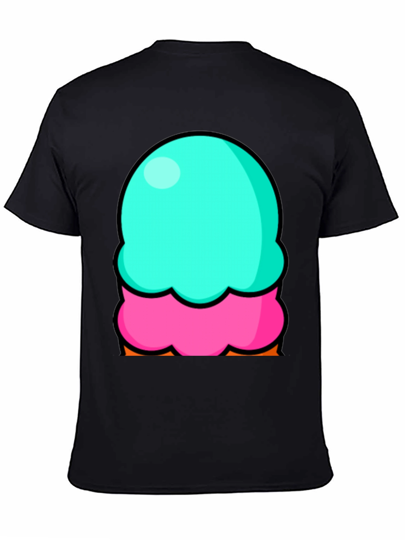 Black Fun Ice Cream Graphic Tee - Black Cotton Blend T-Shirt view 4