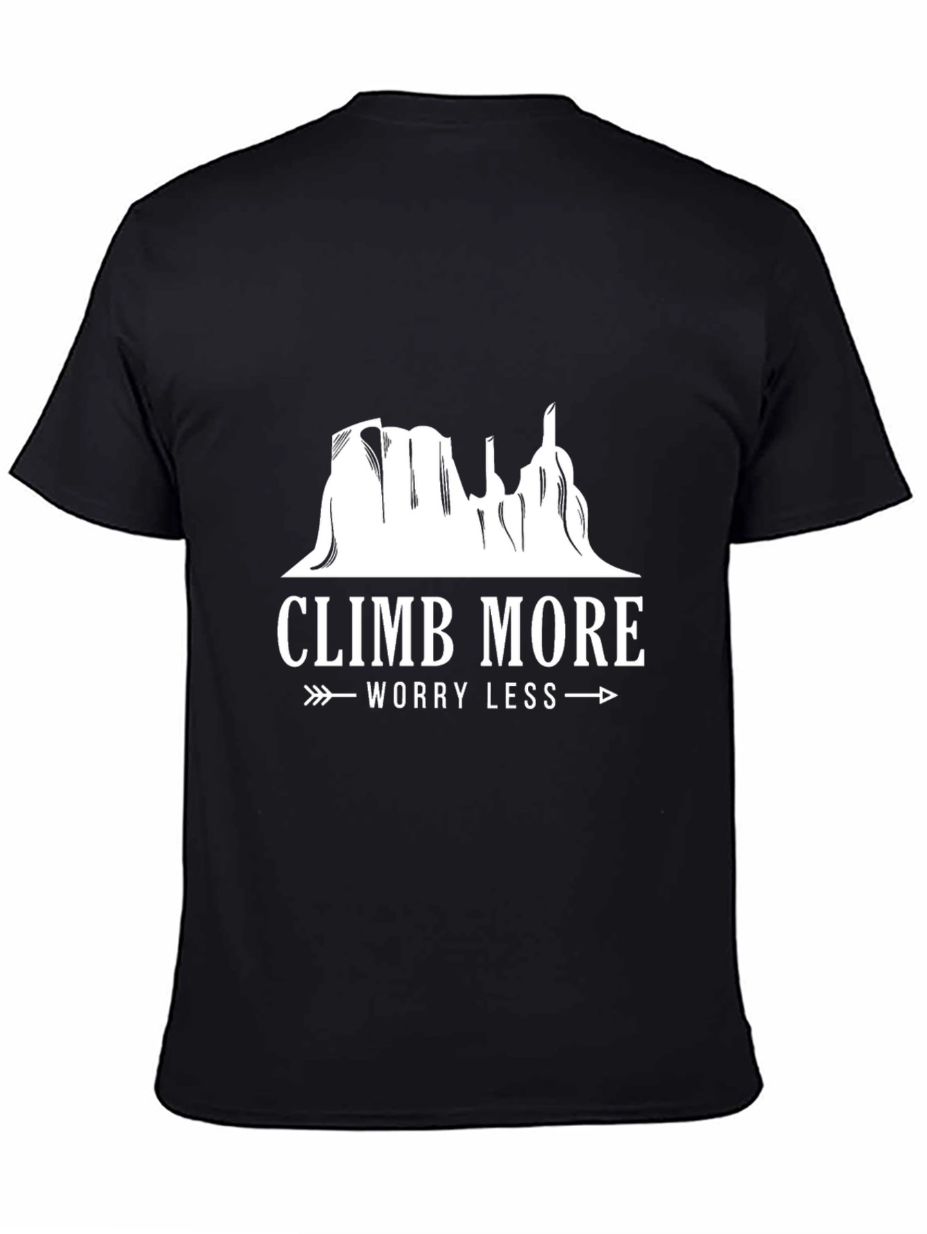 Black Climb More Worry Less Graphic Tee - Adventure T-Shirt view 4