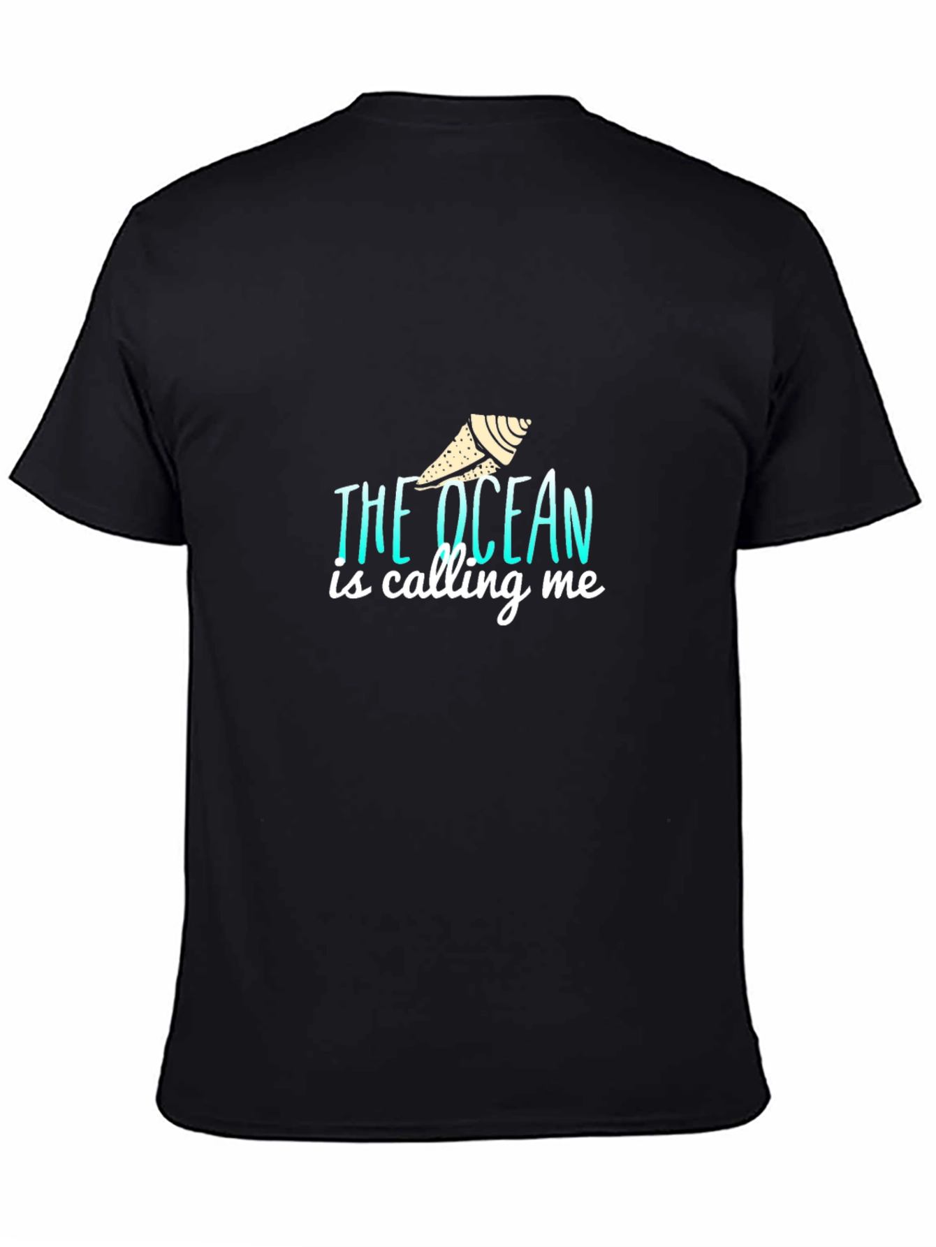 Black The Ocean is Calling Me Black T-Shirt view 4