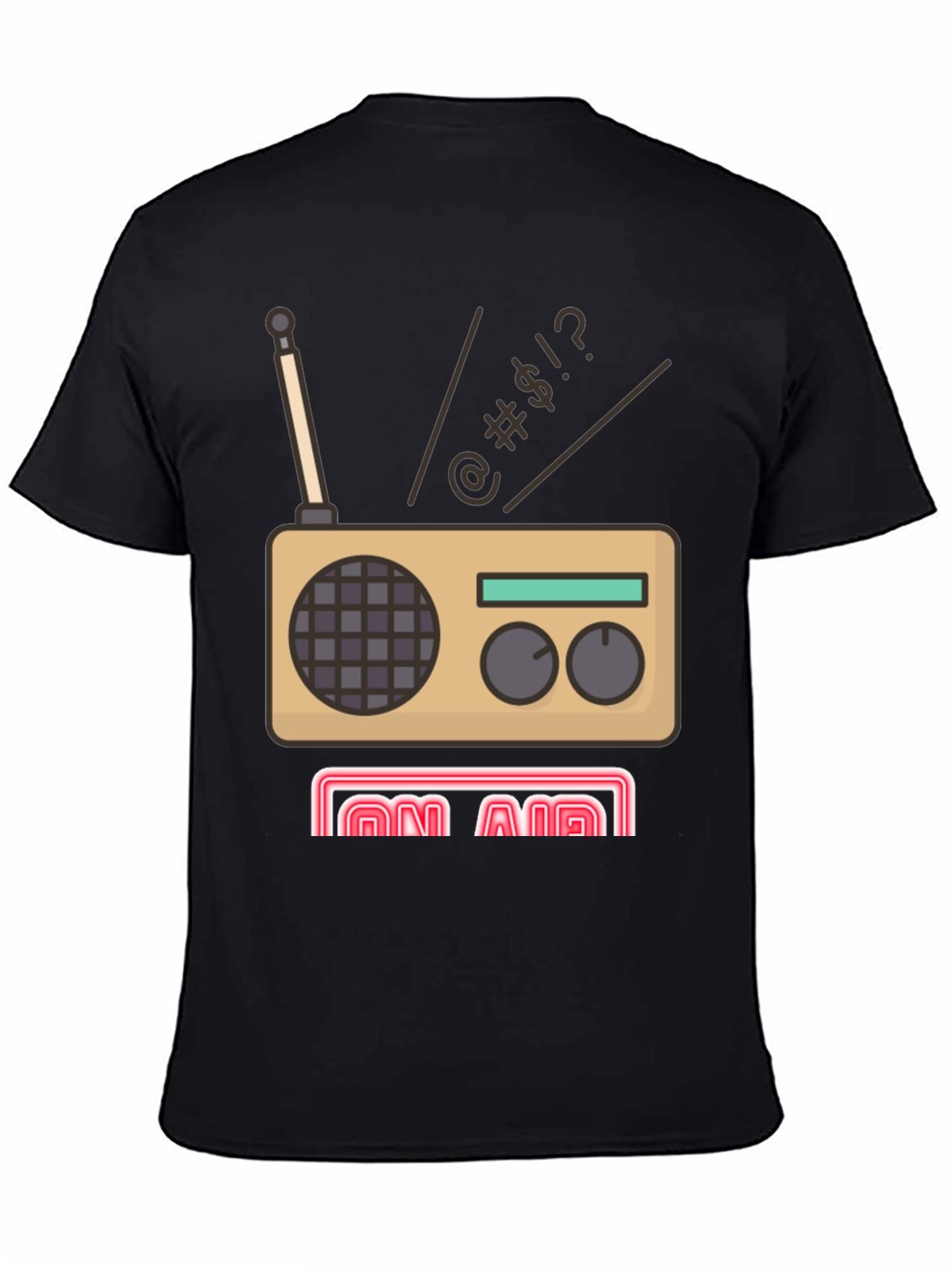 Black Retro Radio Cartoon Graphic Tee view 4