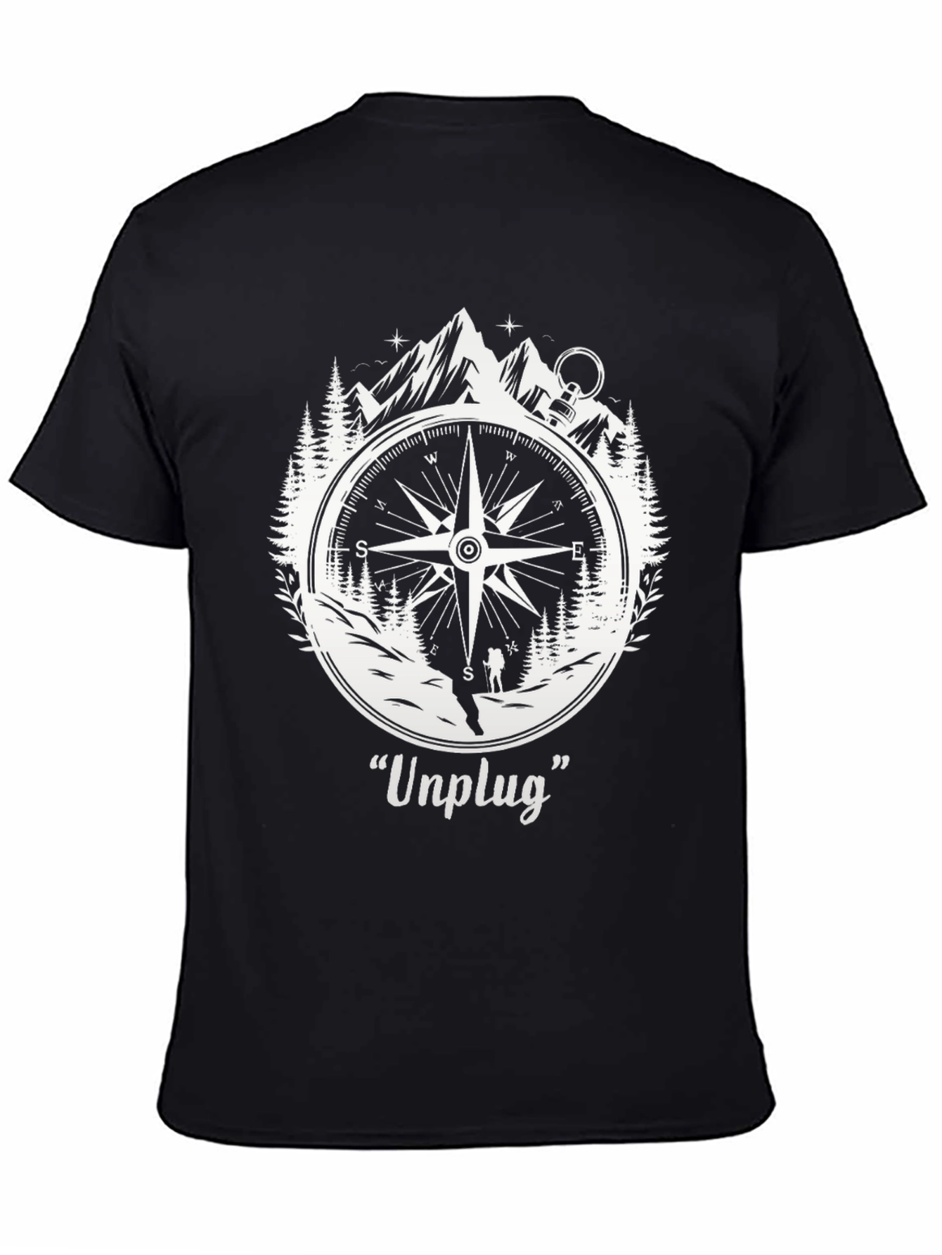 Black Unplug Compass Graphic Tee - Adventure Awaits view 4