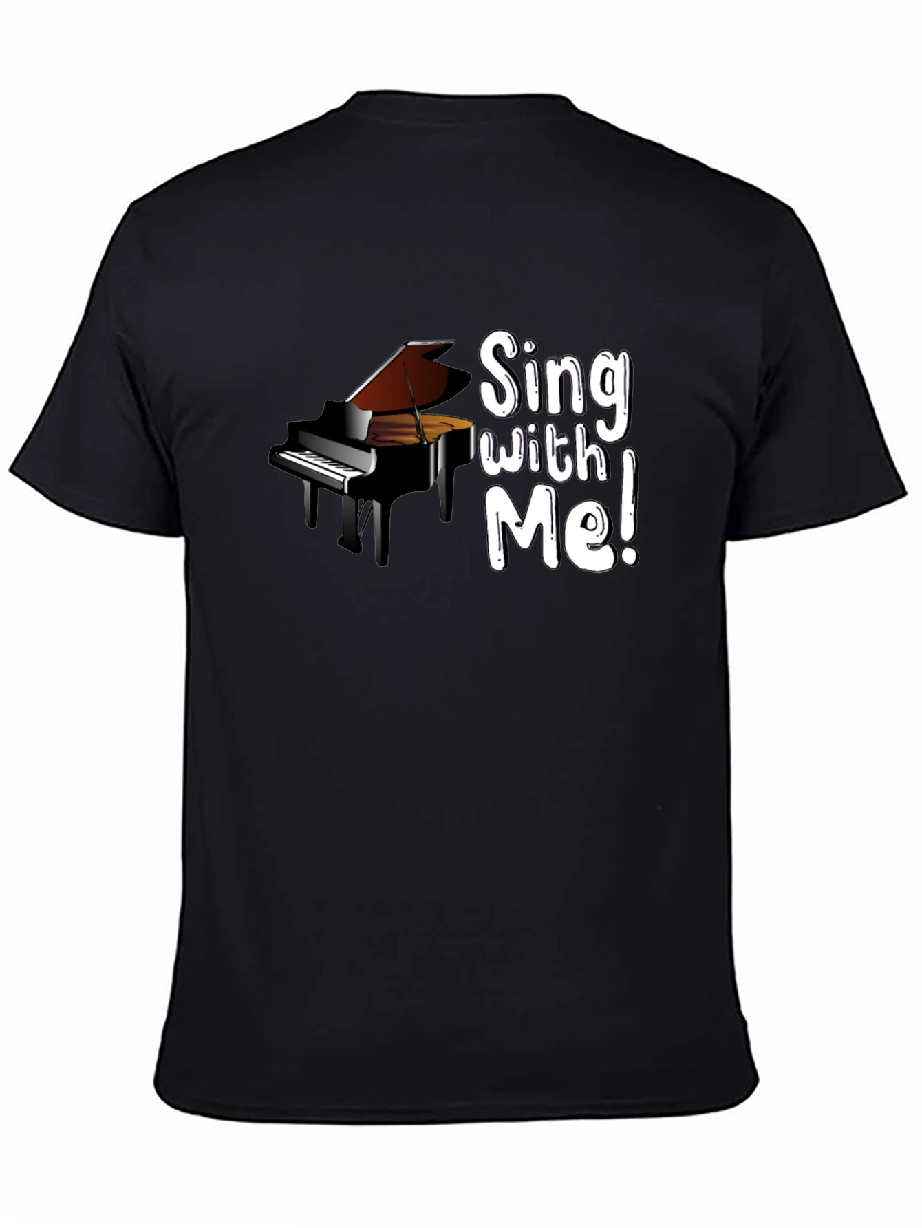 Sing With Me Piano Graphic Black T-Shirt - 4