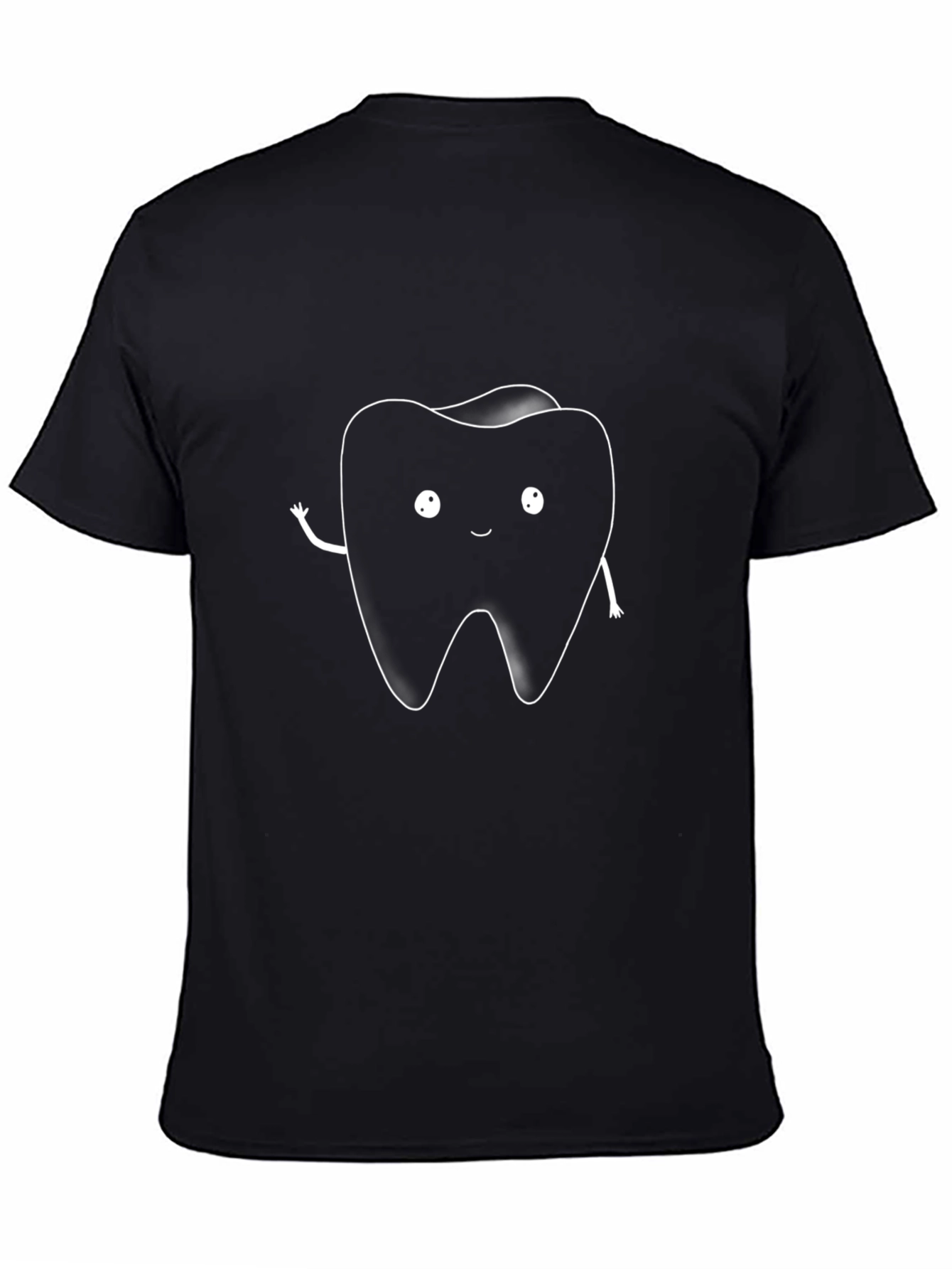 Black Cute Tooth Graphic T-Shirt - Black Cotton Blend view 4