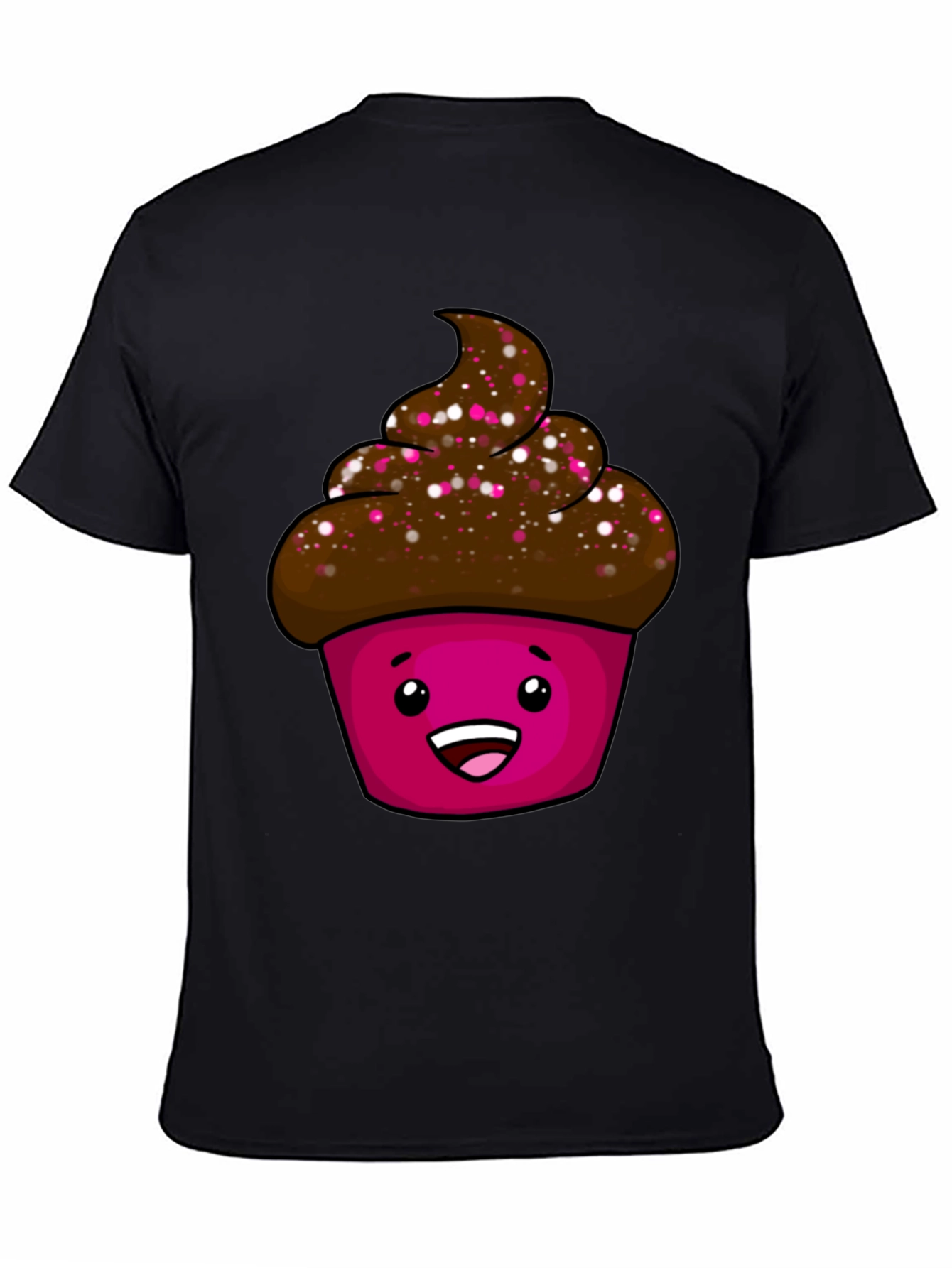 Black Cute Cupcake Graphic T-Shirt - Unisex Black Tee view 4