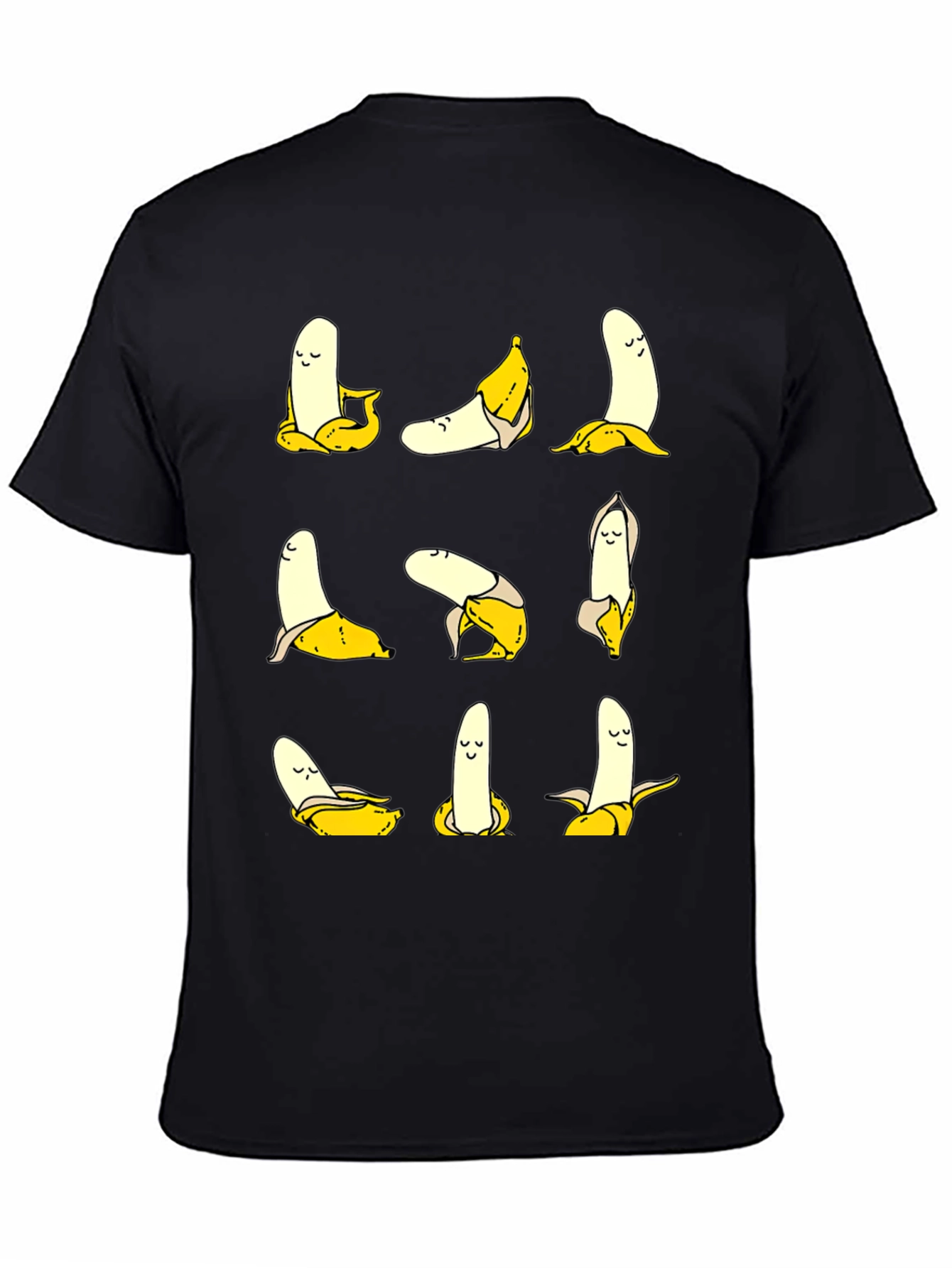 Black Funny Banana Yoga Pose Graphic Print T-Shirt view 4