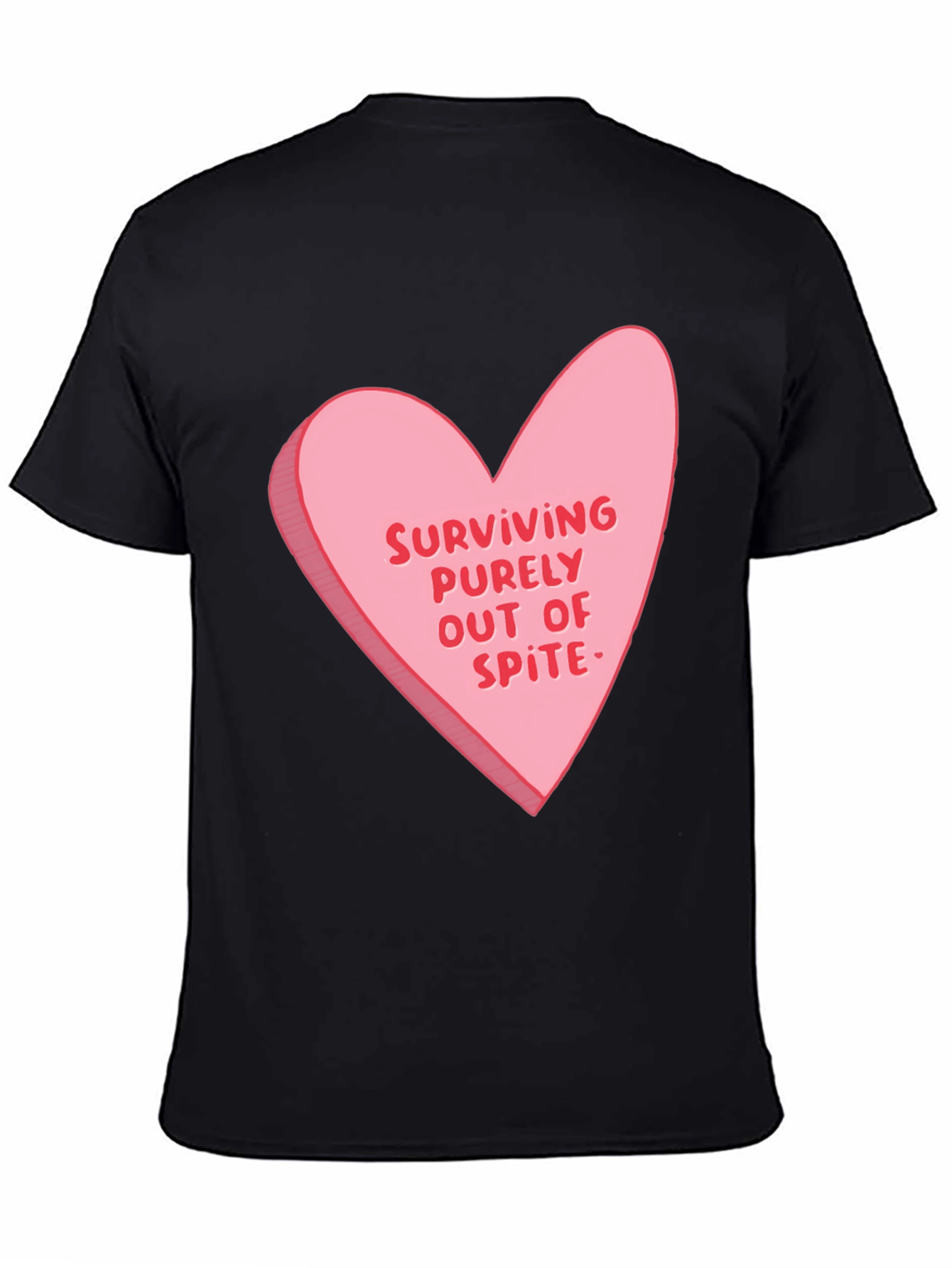 Black Surviving Out of Spite Valentine's Day Heart Graphic Tee view 4
