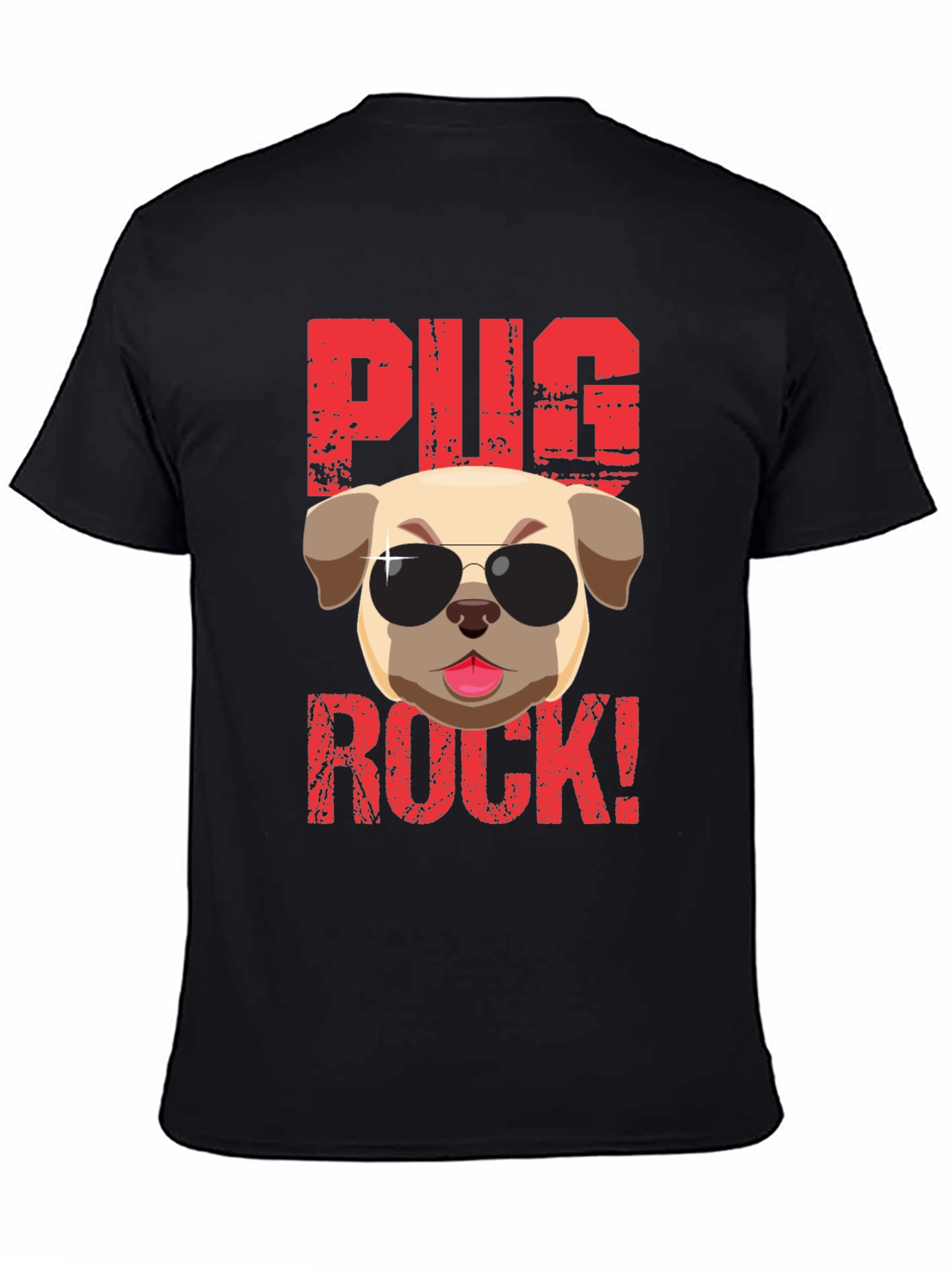 Black Pug Rock T-Shirt - Cool Dog Tee view 4