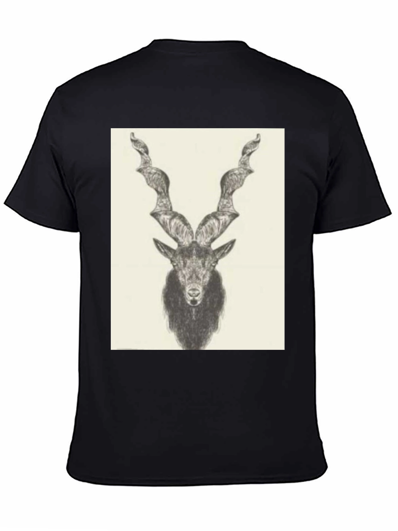 Black Black T-Shirt with Ibex Drawing view 4