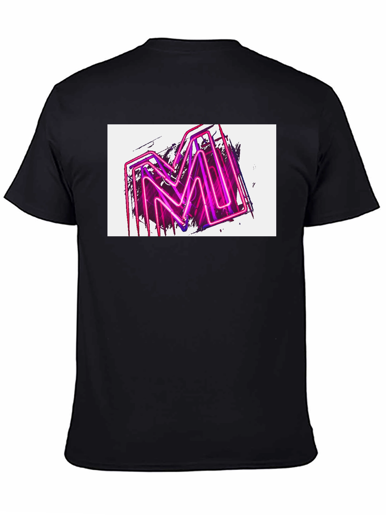 Black Neon M Graphic Black T-Shirt view 4