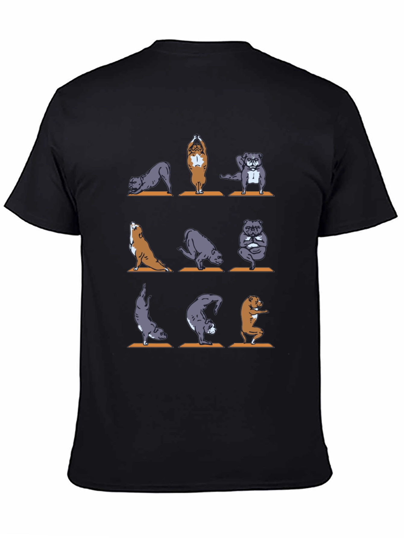 Black Yoga Dogs Graphic T-Shirt - Unisex view 4