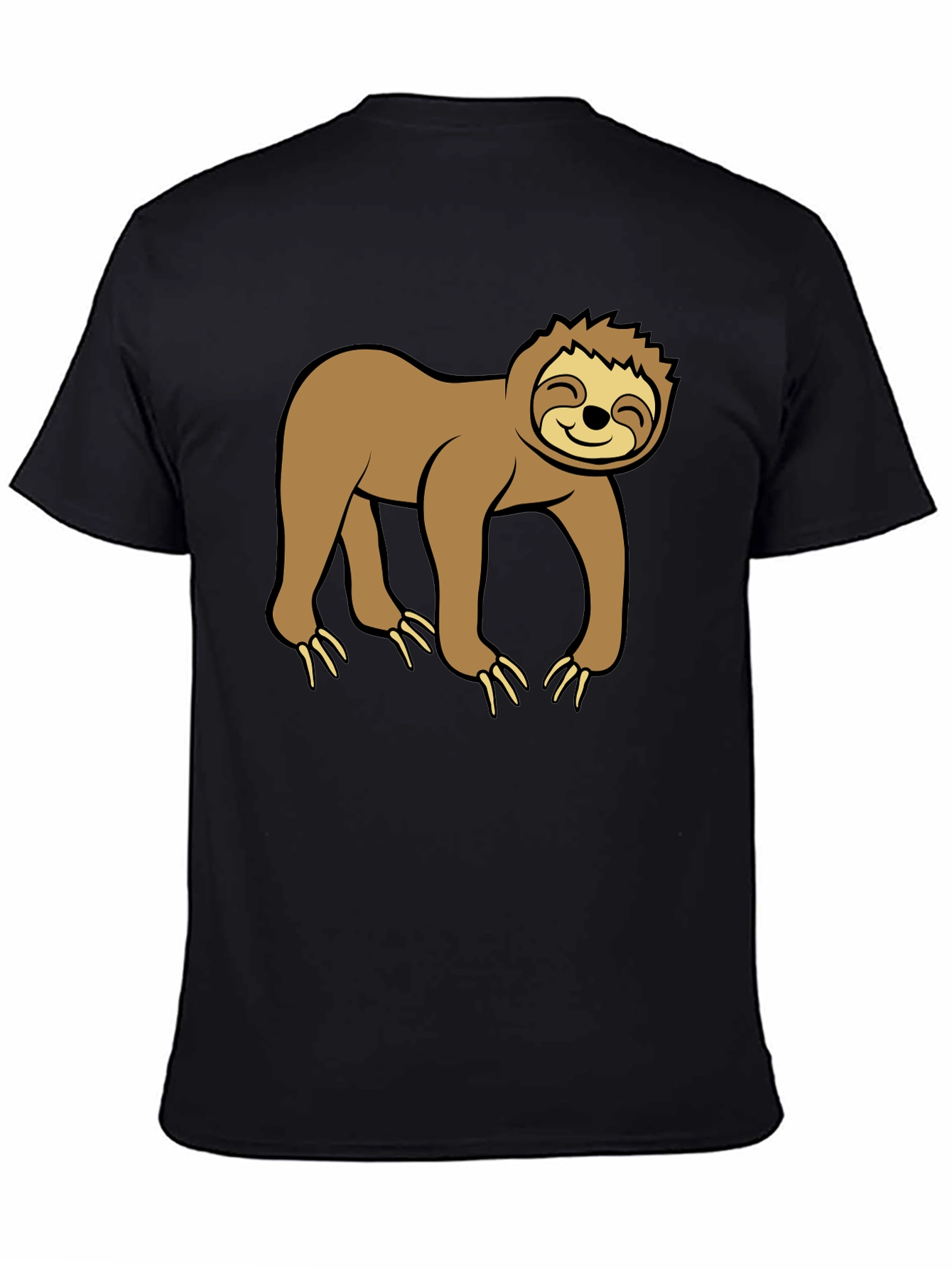 Black Cute Sloth Graphic Black T-Shirt view 4