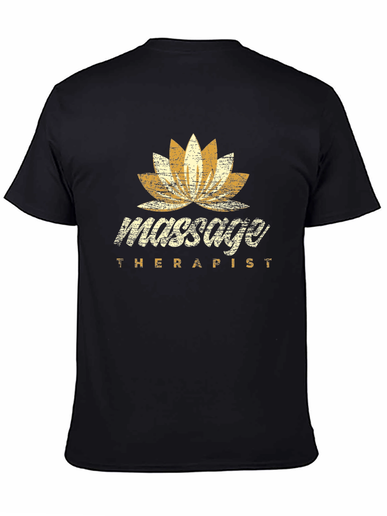 Black Massage Therapist Lotus Flower Graphic T-Shirt view 4