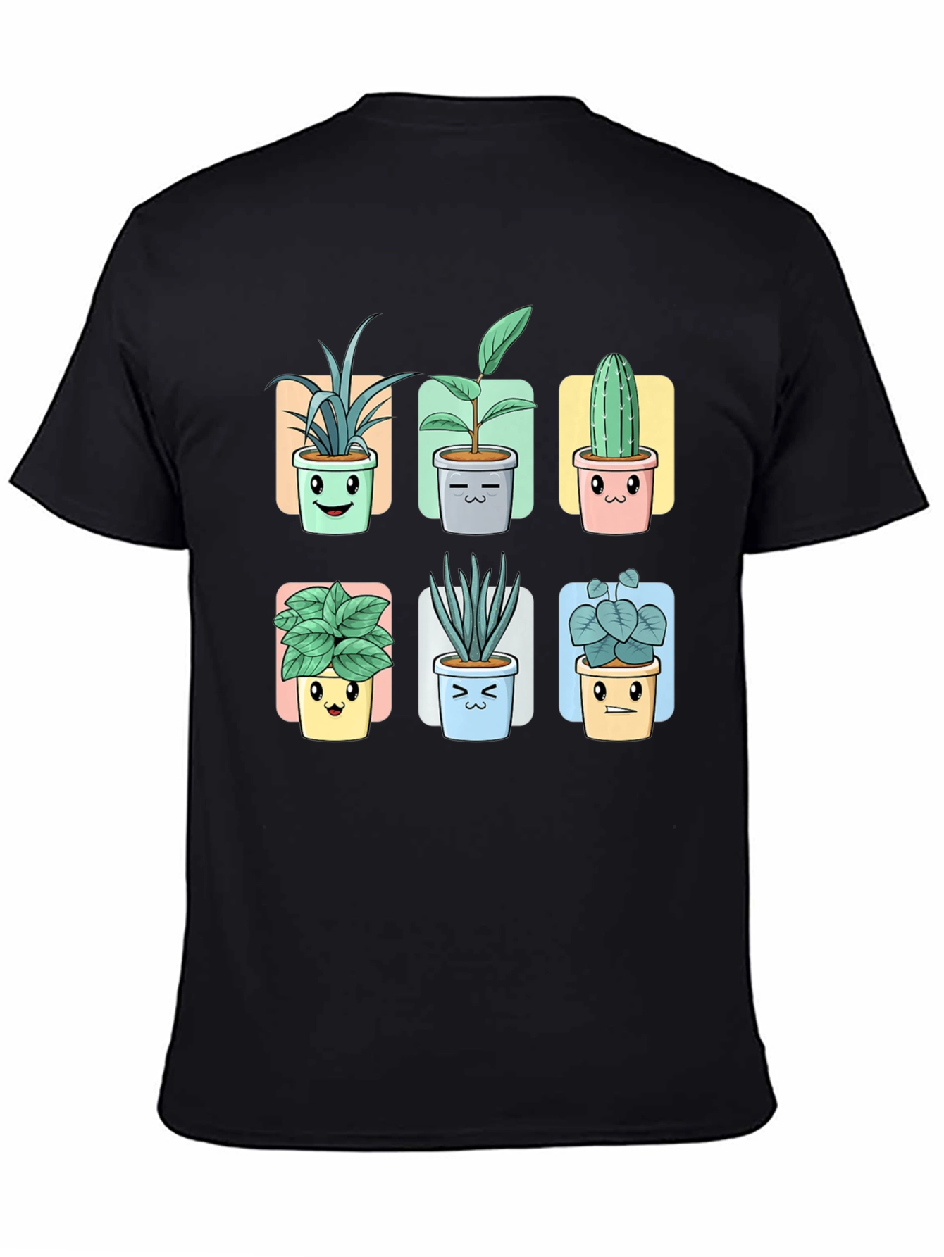 Black Cute Potted Plants Graphic Tee view 4