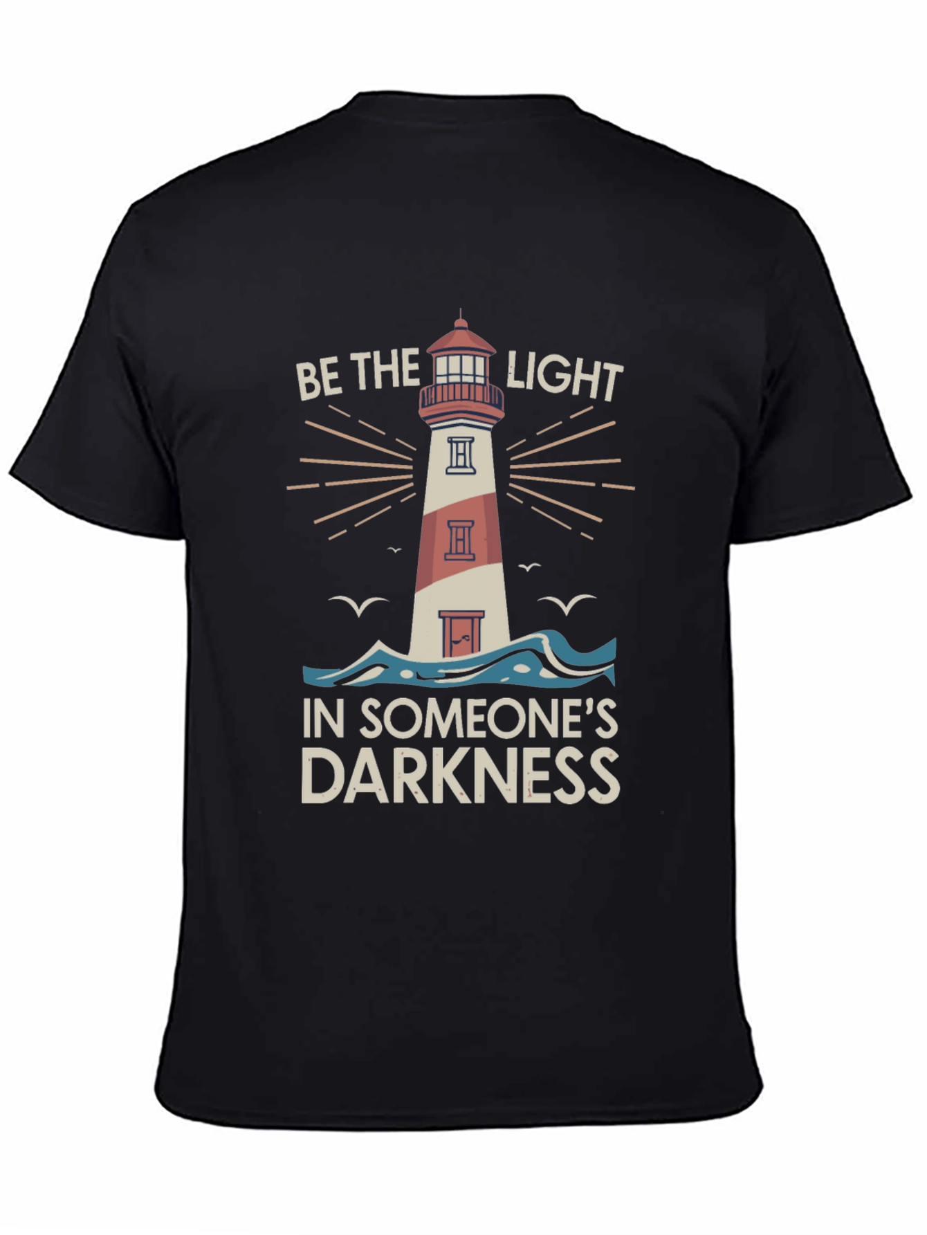 Black Be the Light Graphic Tee - Inspiring Lighthouse Design view 4