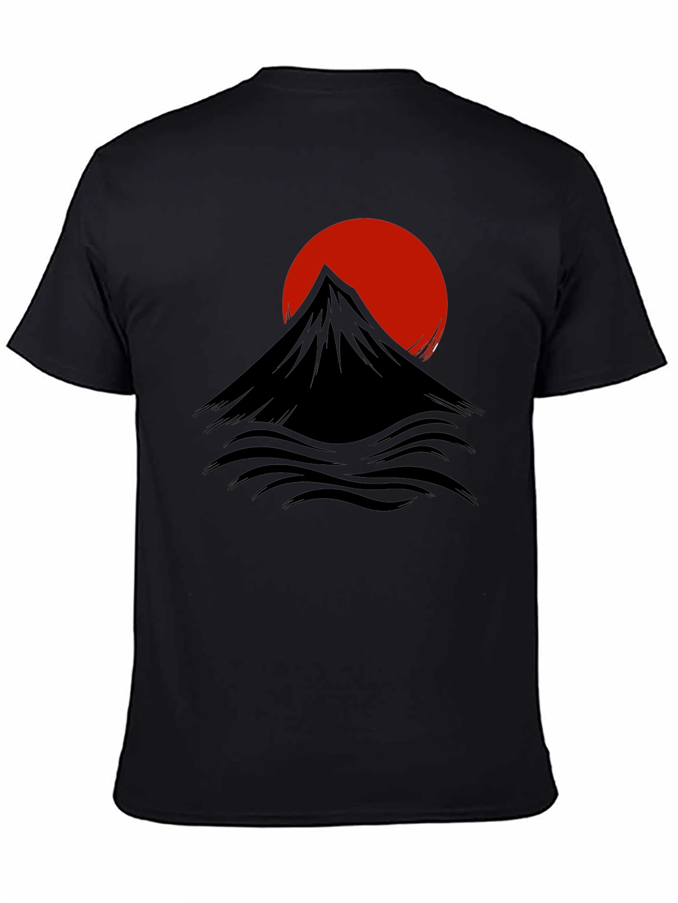Black Black T-Shirt with Mountain & Sunrise Graphic view 4