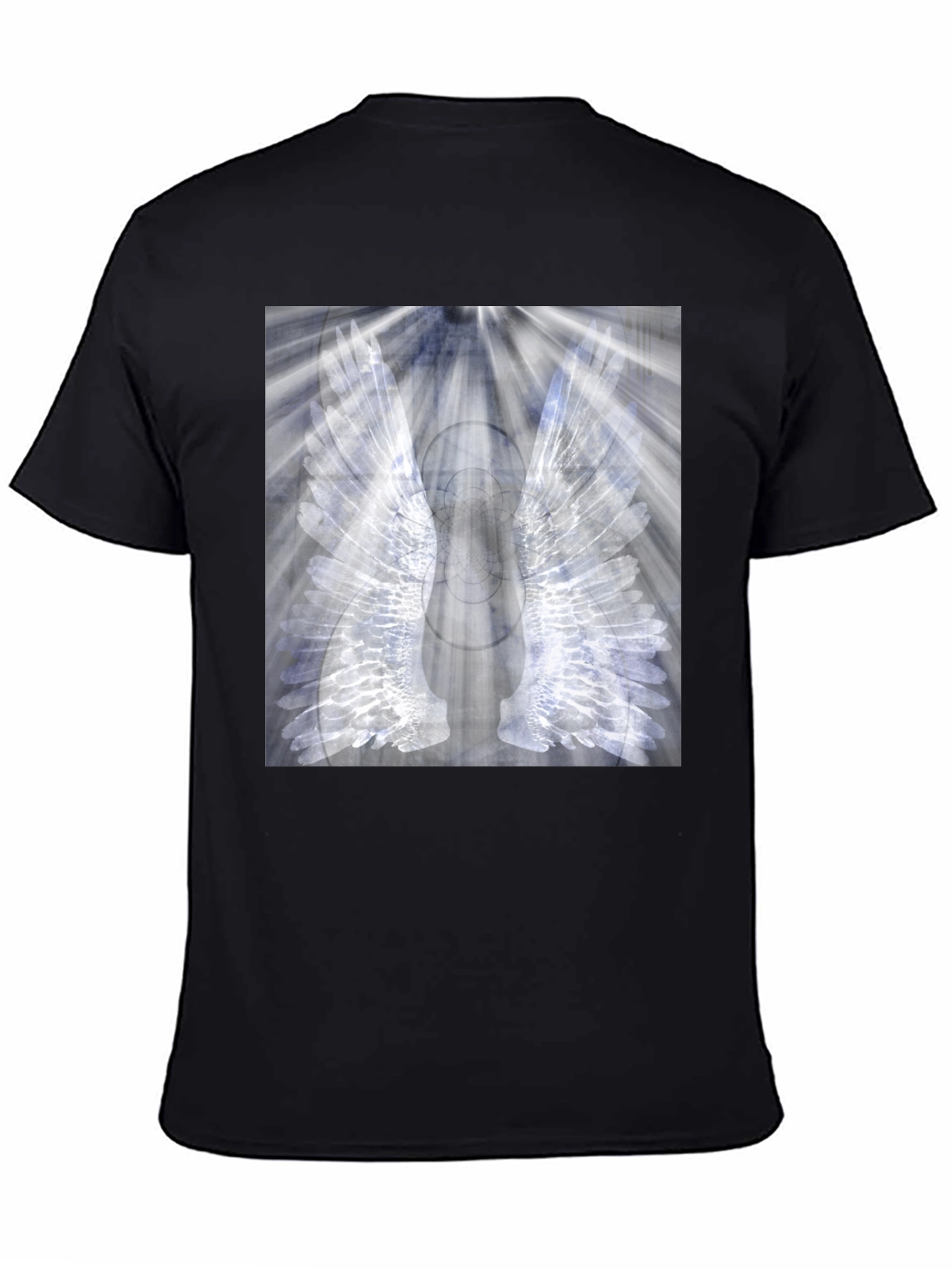 Black Wings Graphic Black T-Shirt - Unique Angel Design view 4