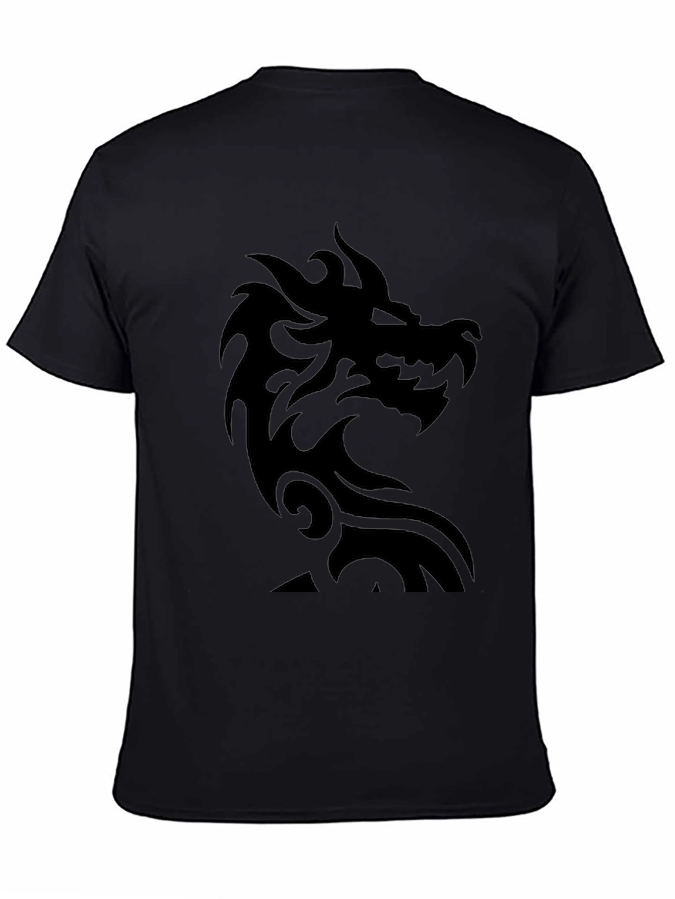 Black Men's Black T-Shirt with Dragon Graphic view 4