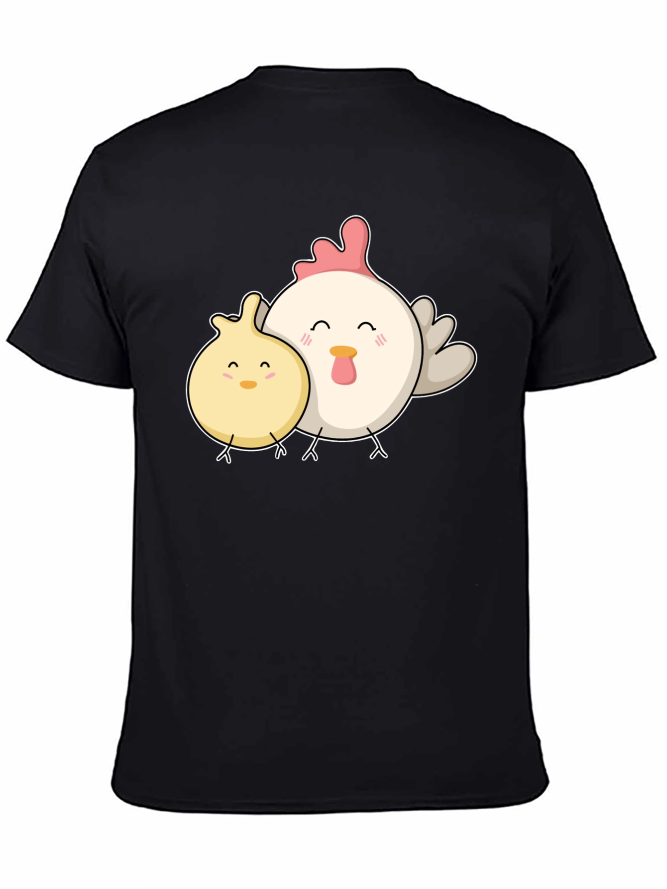 Black Cute Chicken & Chick Black T-Shirt view 4