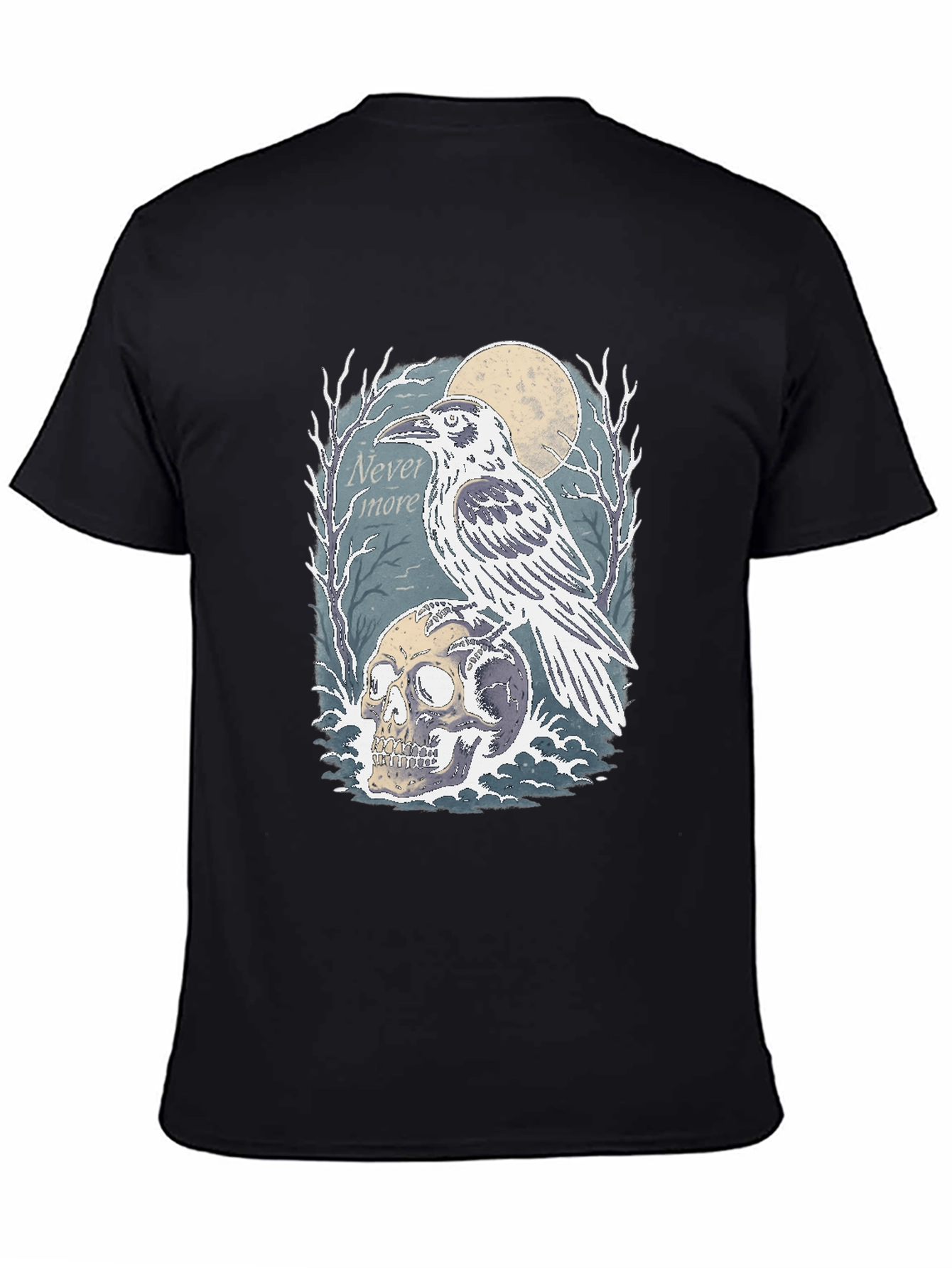 Black Raven Skull Graphic Tee - Nevermore Gothic Shirt view 4