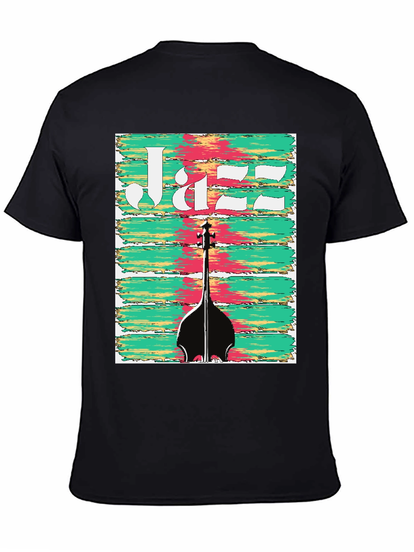 Black Jazz Bass Guitar Graphic Tee - Music Lover T-Shirt view 4