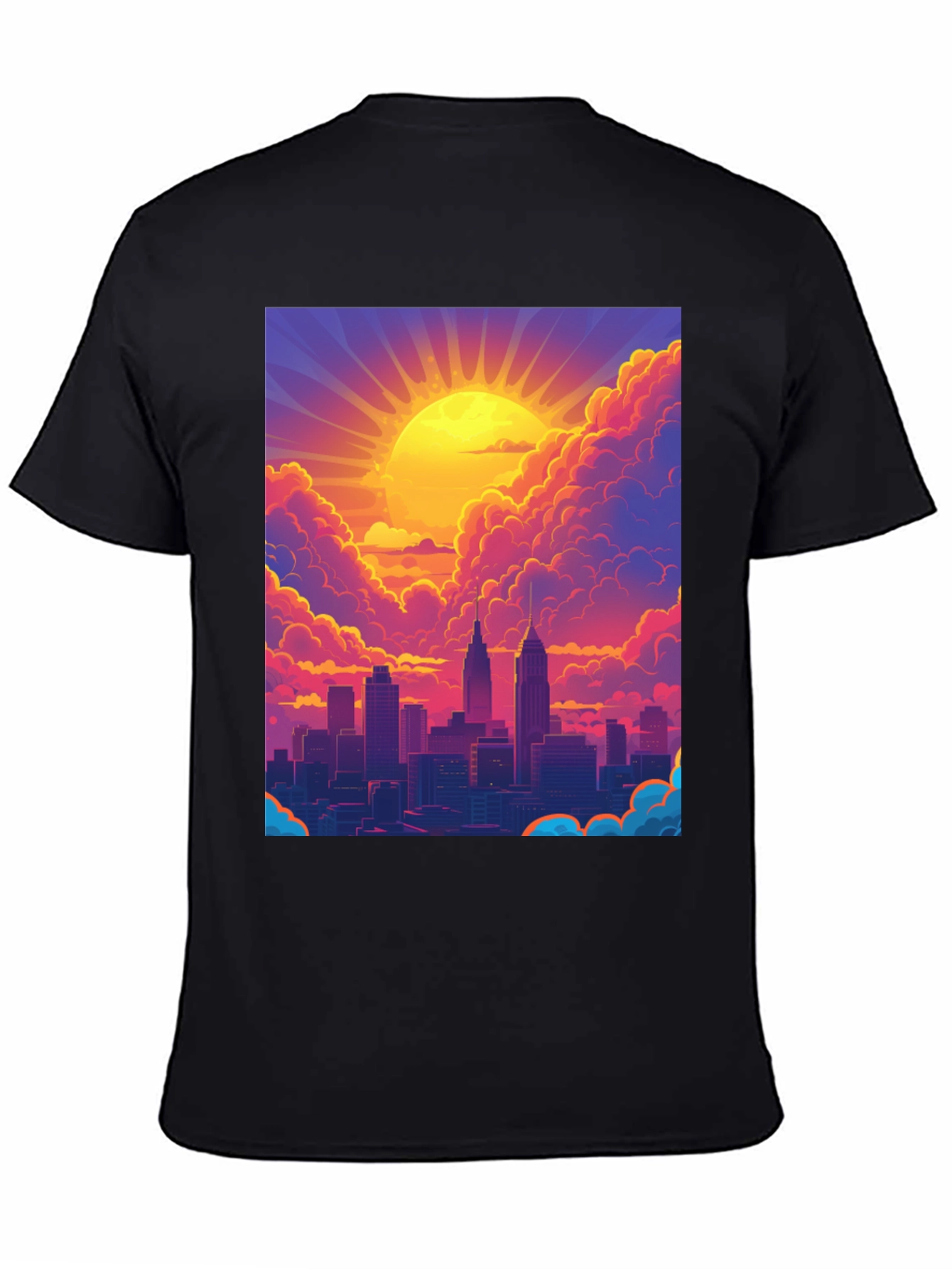 Black Sunset Cityscape Graphic Tee - Modern Style view 4