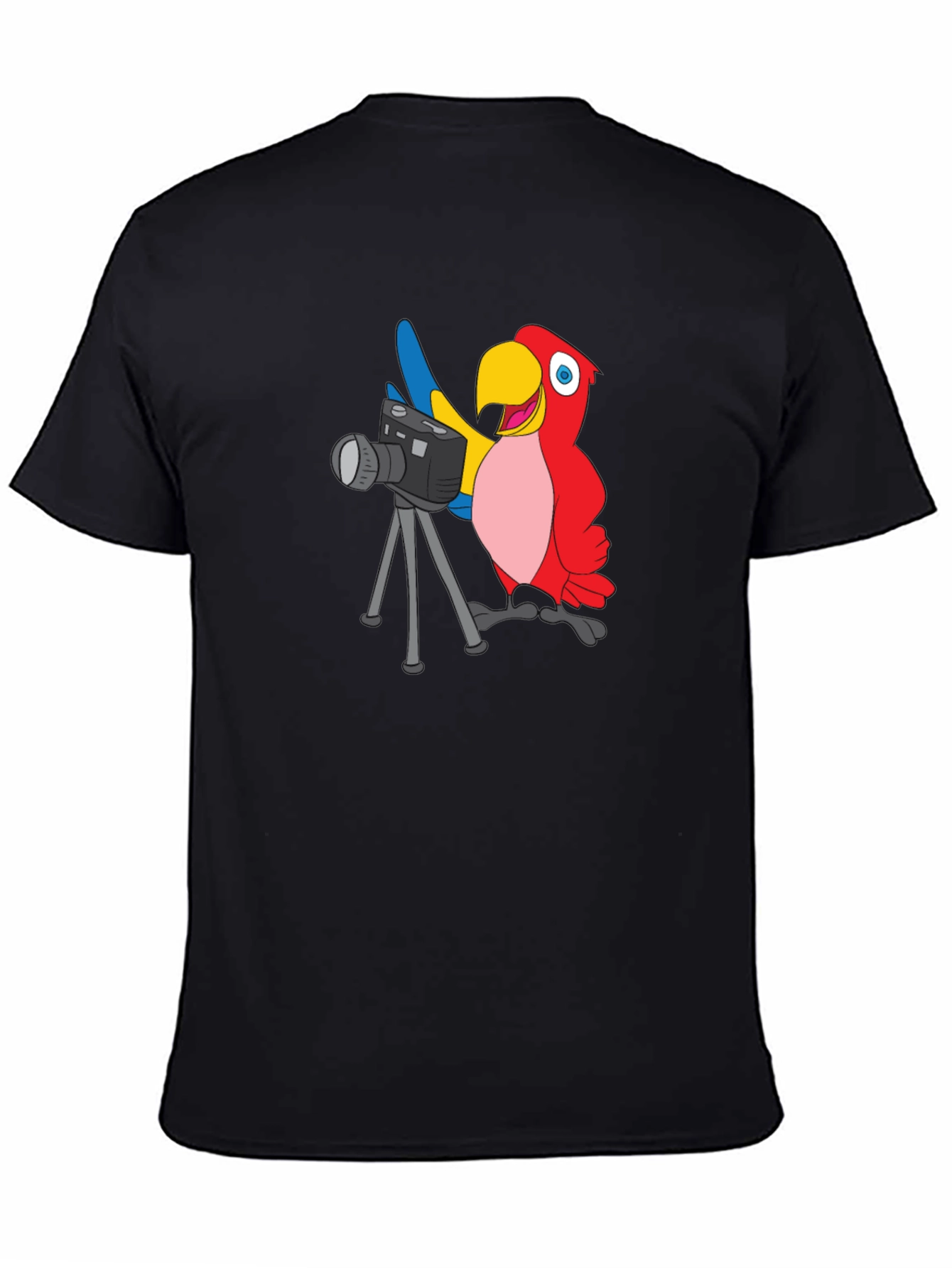 Black Parrot Photographer Graphic T-Shirt - Black view 4