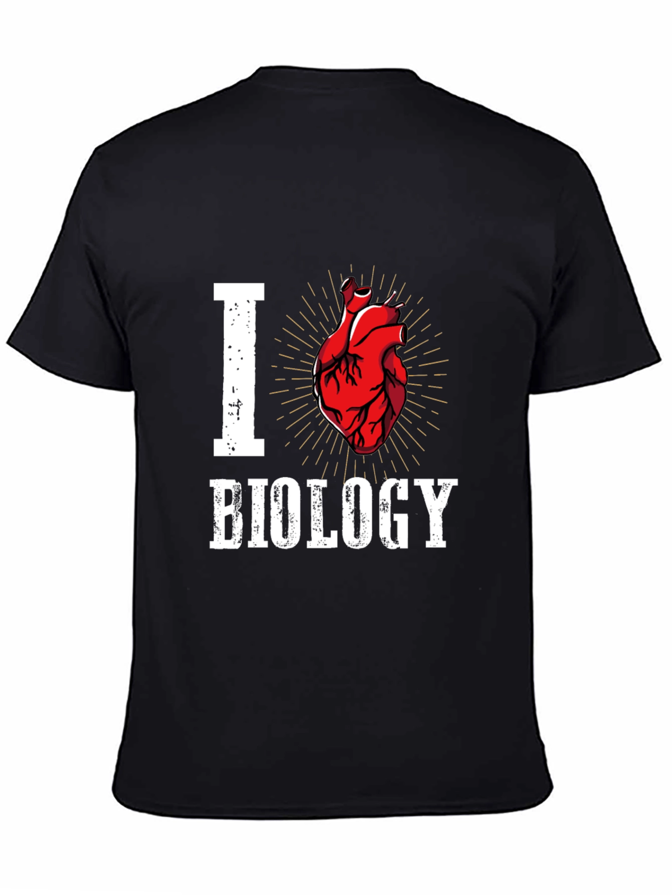 Black I Heart Biology T-Shirt - Anatomical Heart Design view 4