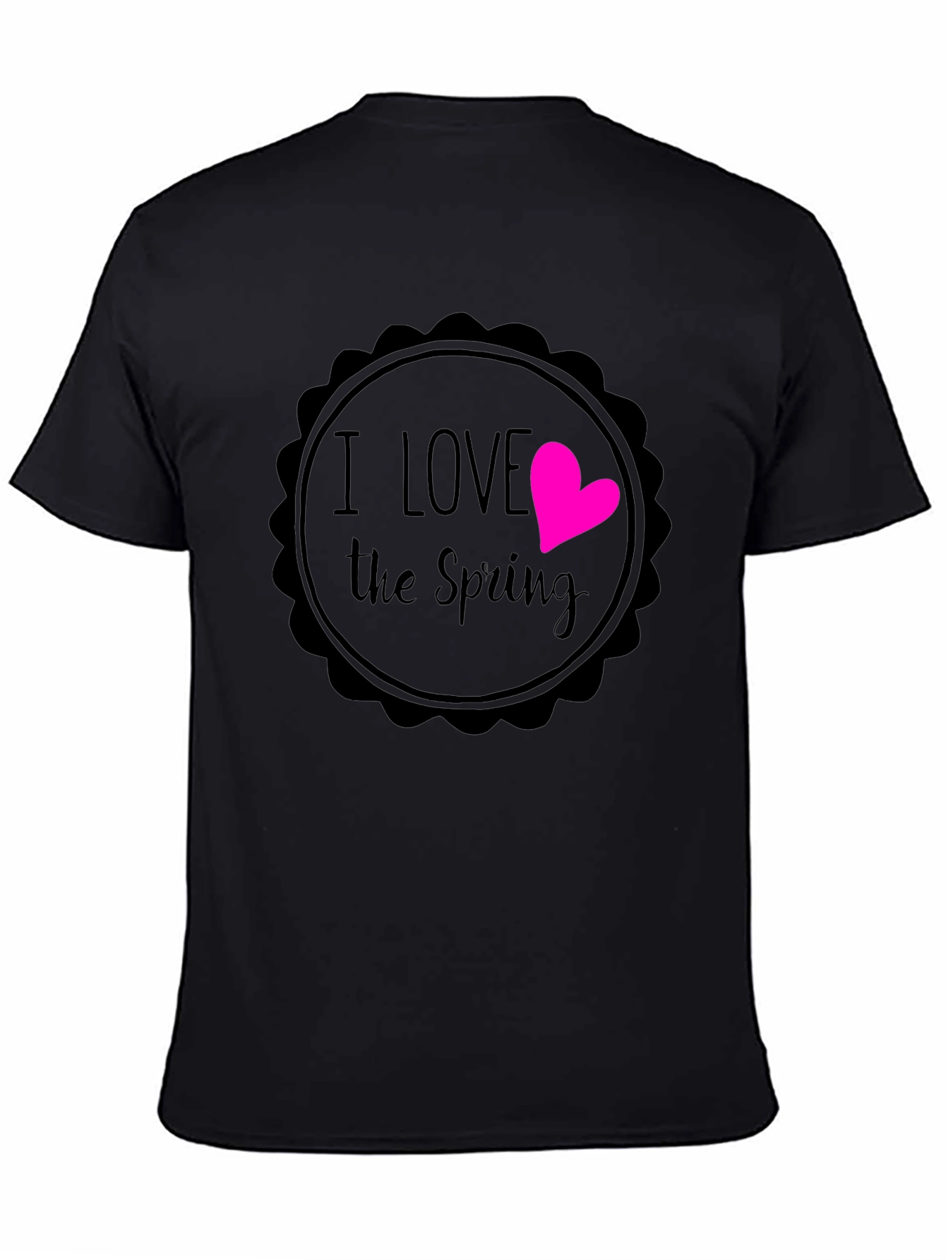Black I Love the Spring Black Graphic T-Shirt view 4
