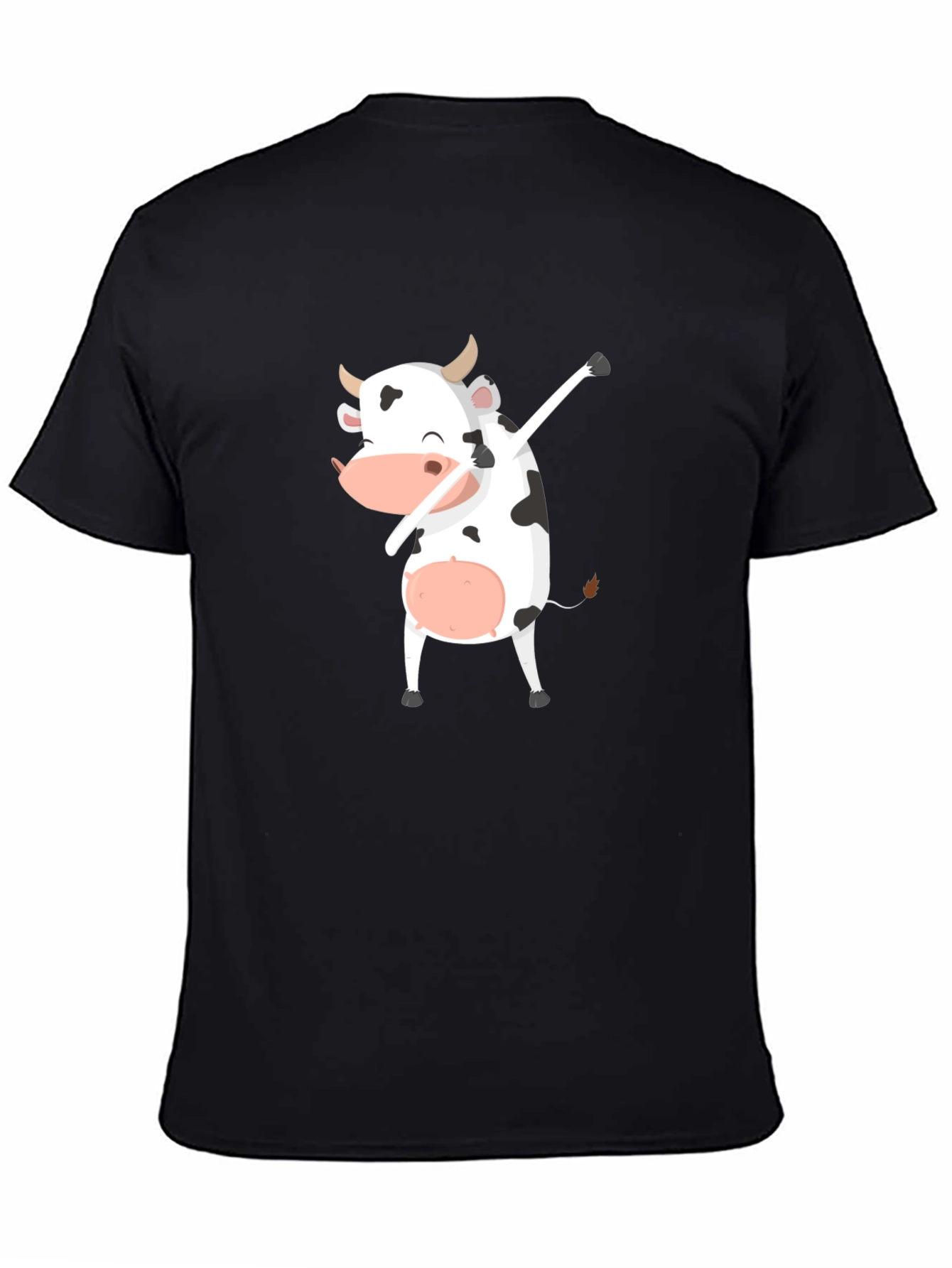 Black Dabbing Cow Graphic Tee - Unisex Black T-Shirt view 4