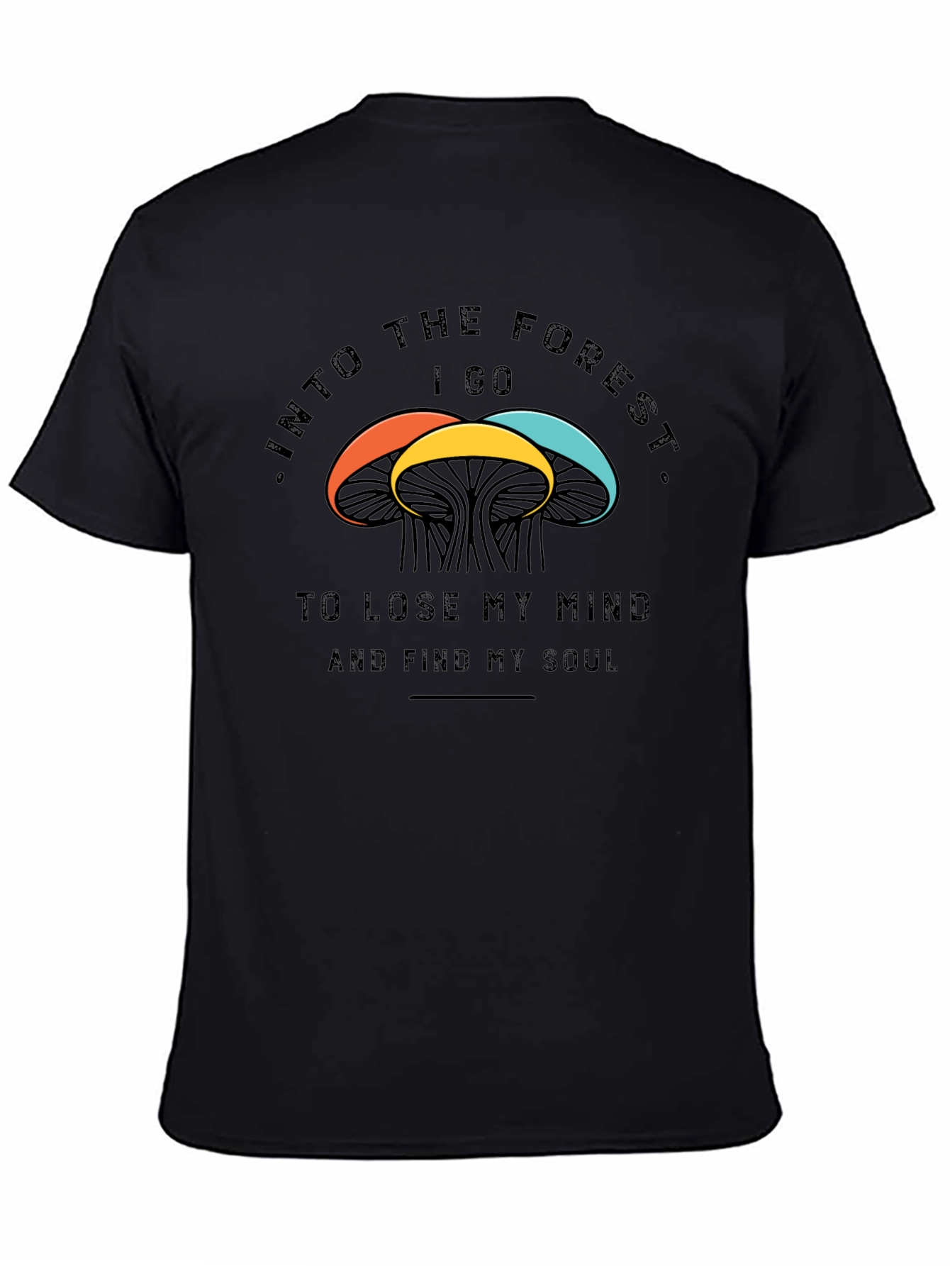 Black Into the Forest Mushroom T-Shirt view 4