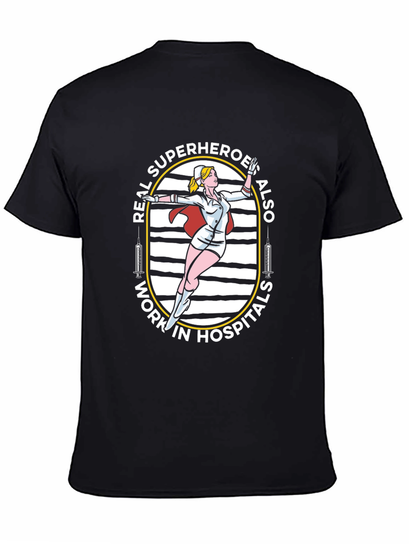Black Superhero Nurse Black Graphic Tee view 4