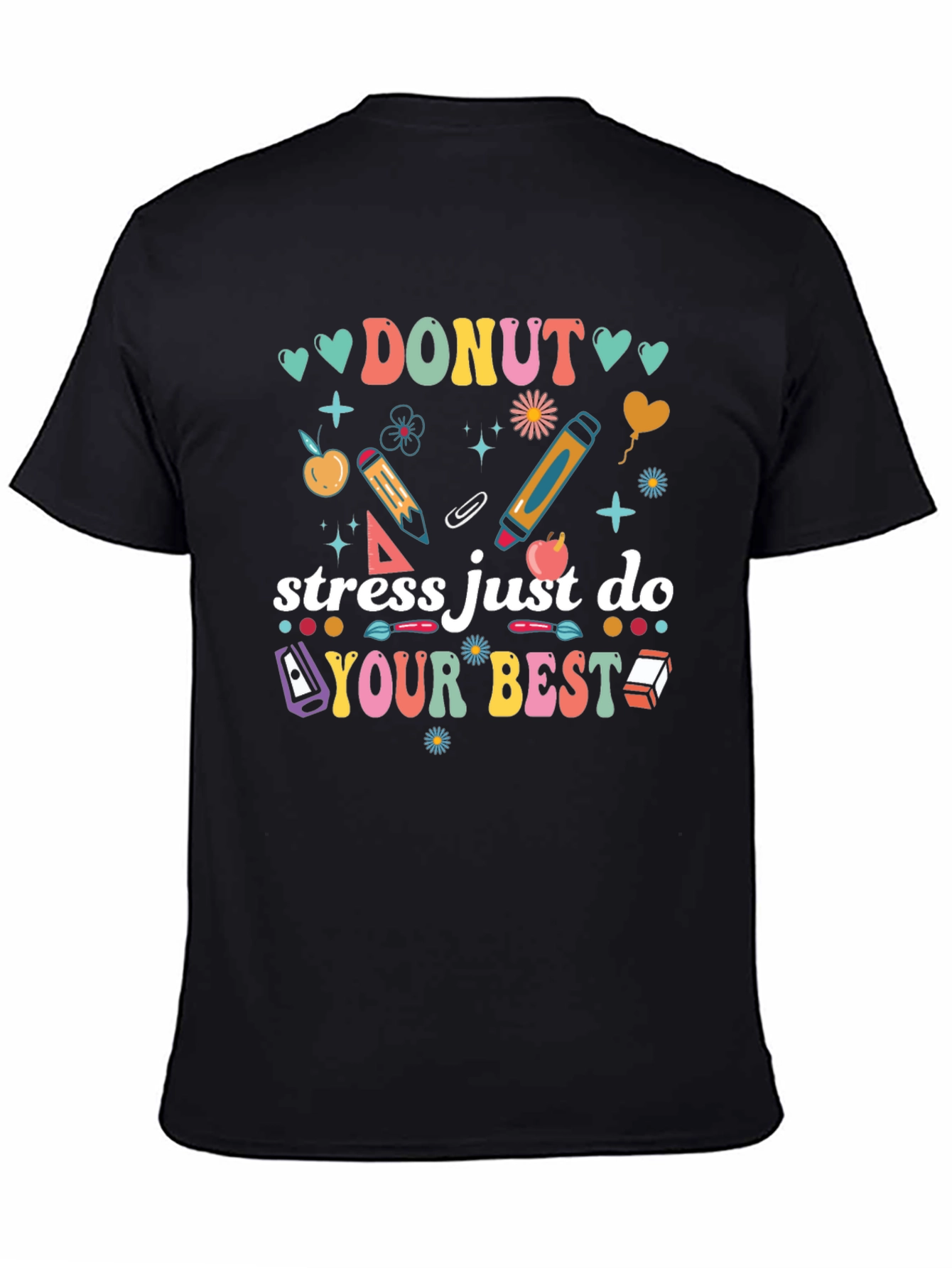 Black Donut Stress Just Do Your Best Graphic Tee view 4