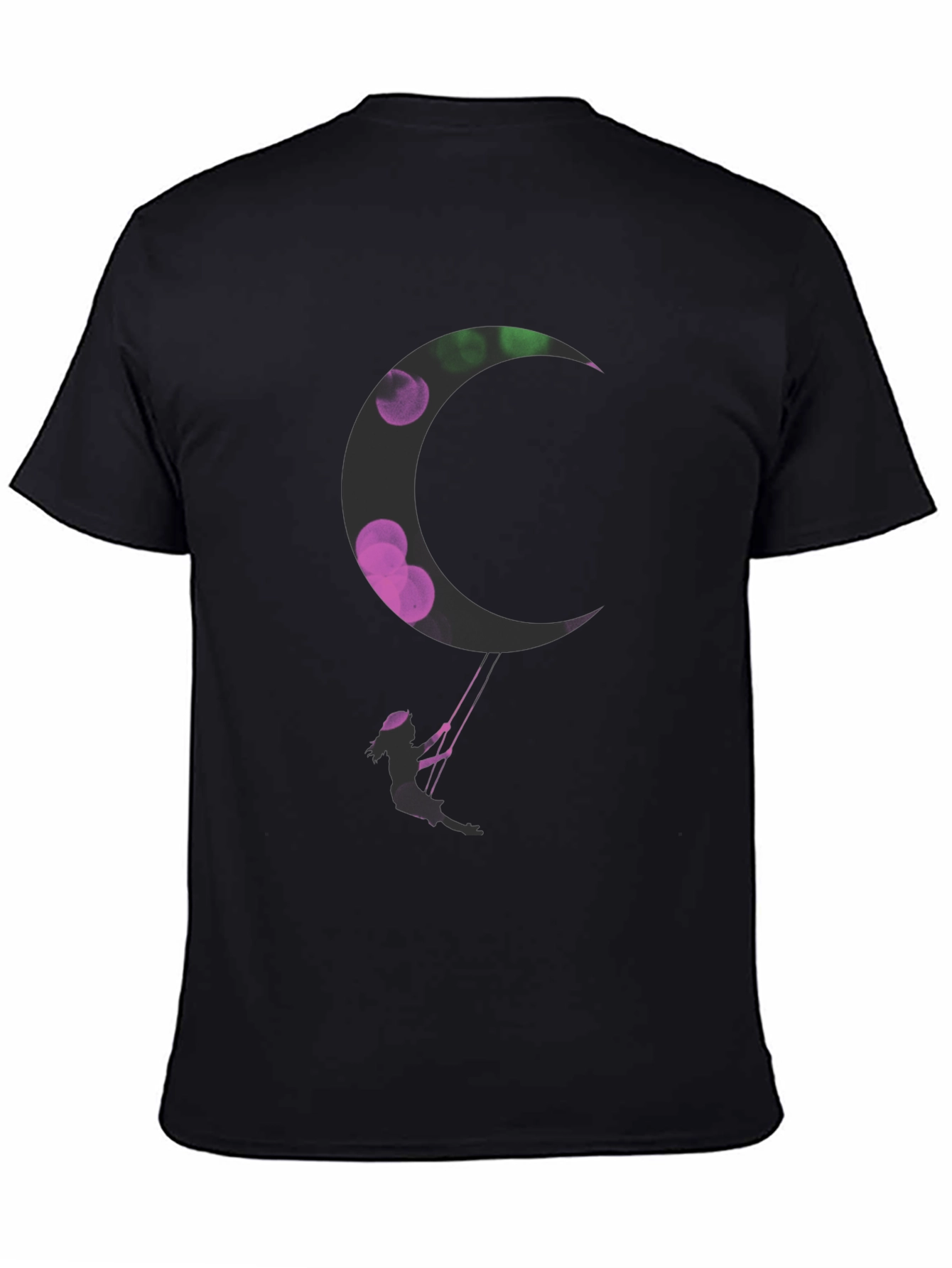 Black Silhouette Swing Moon Graphic Tee view 4