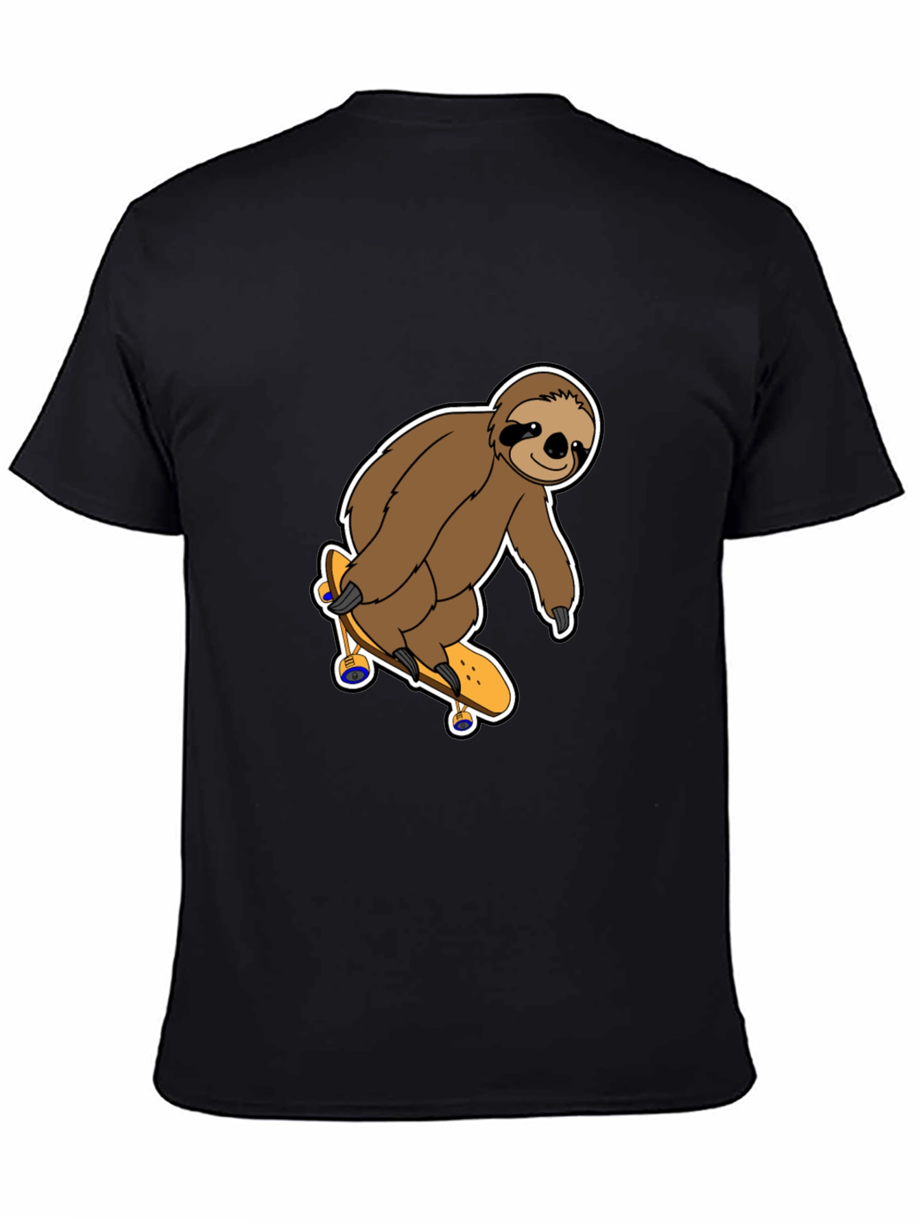 Black Sloth Skateboarder Graphic T-Shirt - Fun & Casual Tee view 4