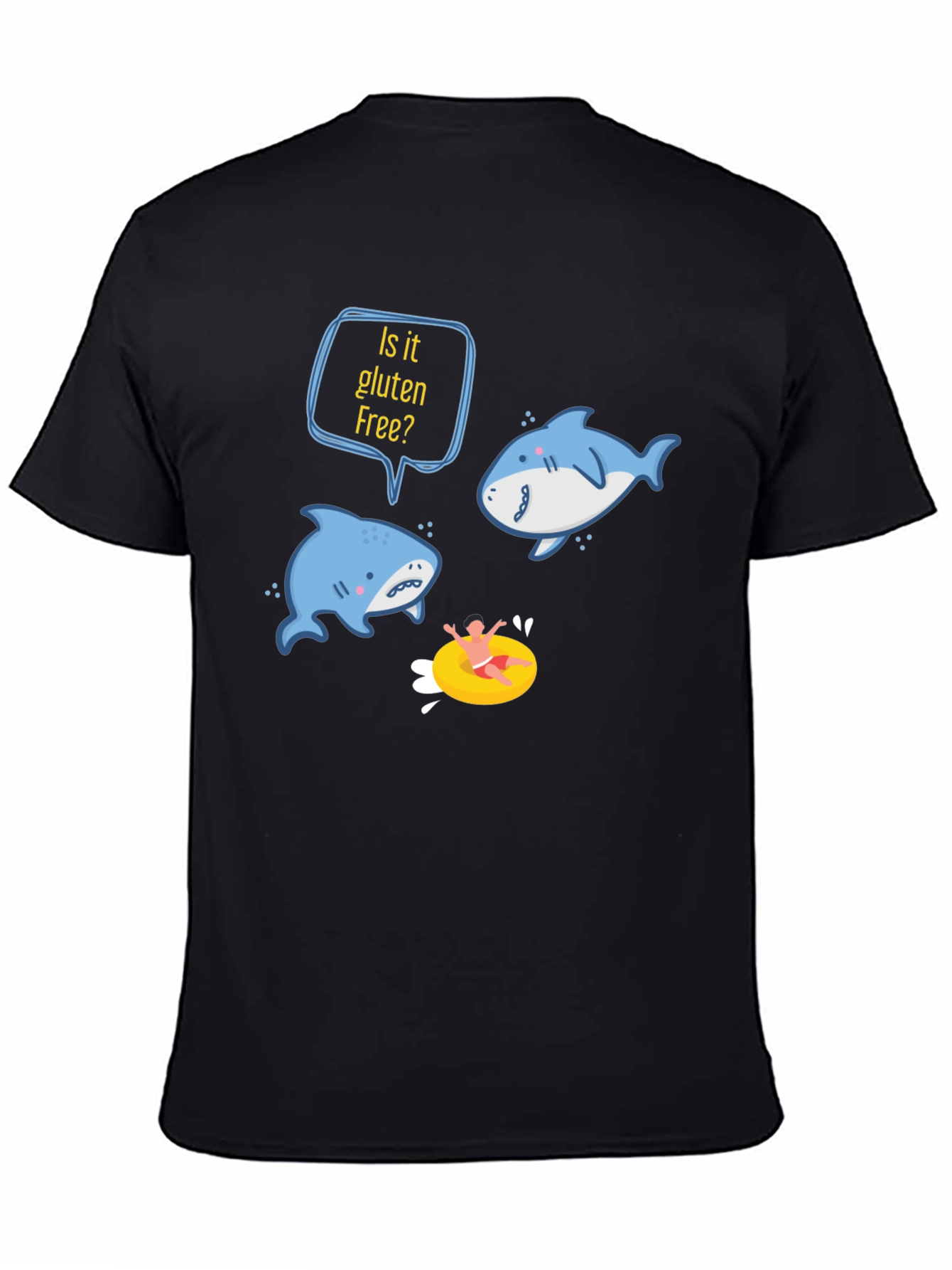 Black Is it Gluten Free Shark T-Shirt view 4