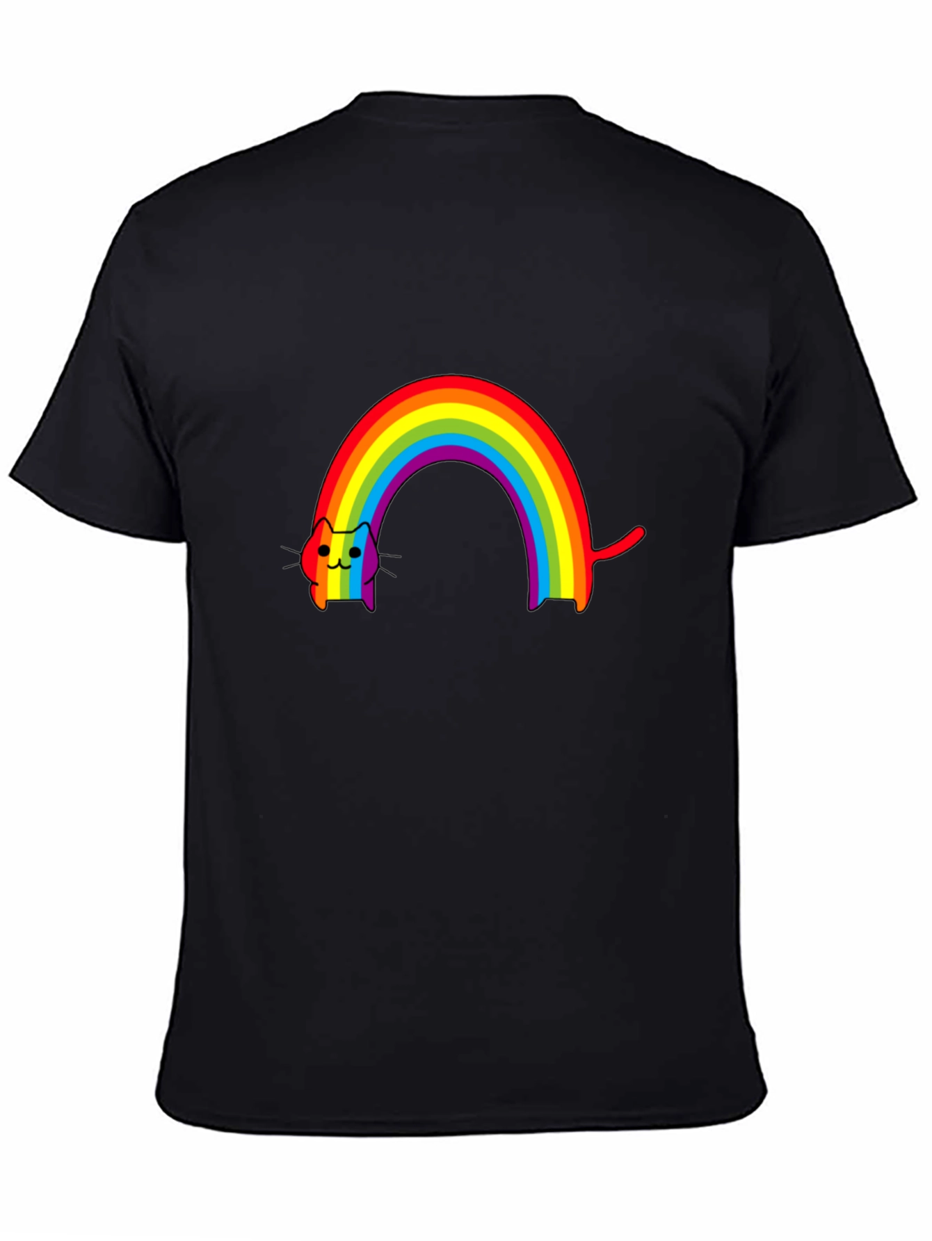 Black Rainbow Cat T-Shirt - Fun Graphic Tee view 4