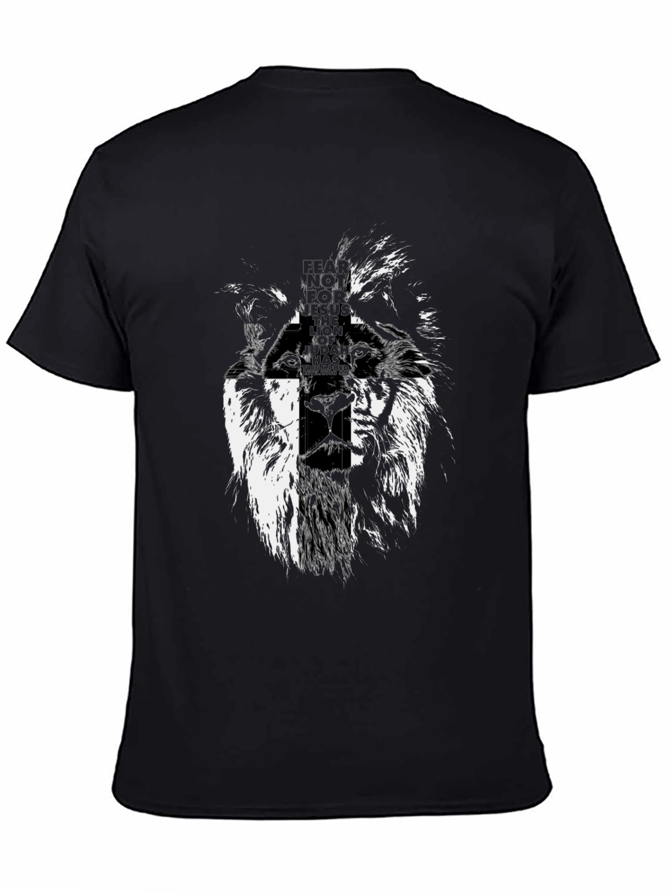 Black Lion Graphic Print Black T-Shirt for Men view 4