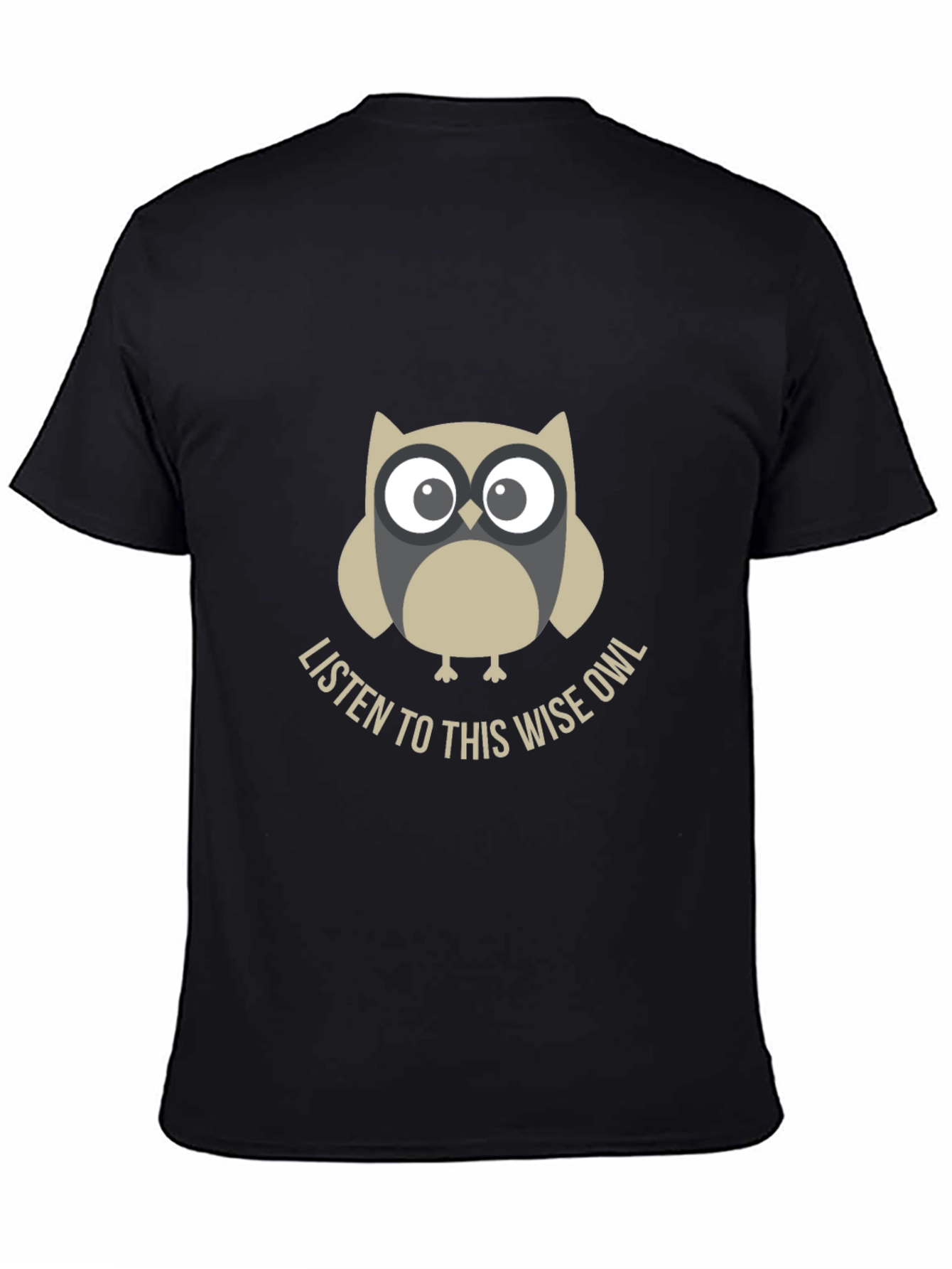 Black Wise Owl Graphic Tee - Listen To This Owl T-Shirt view 4
