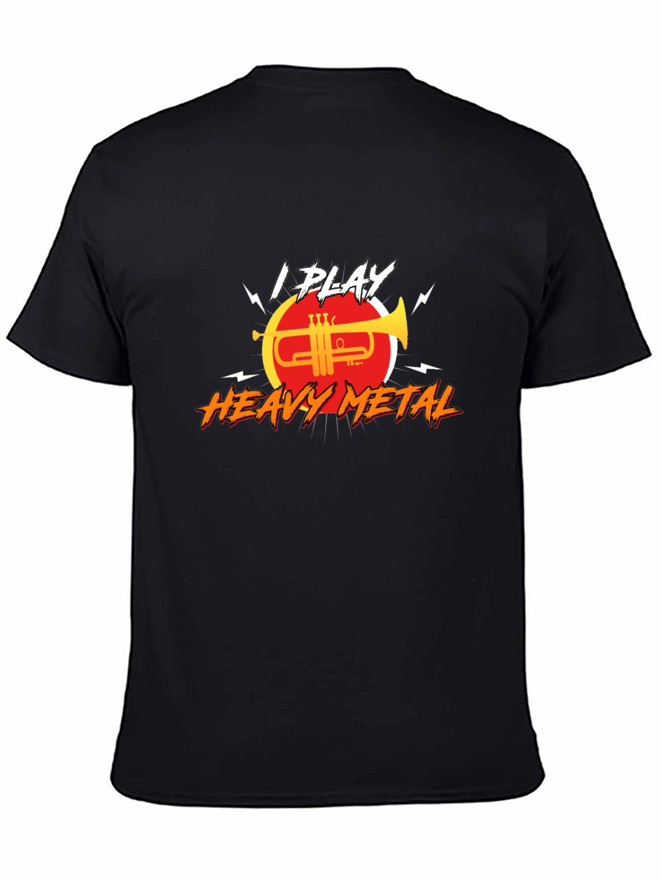 Black I Play Heavy Metal Trumpet T-Shirt view 4