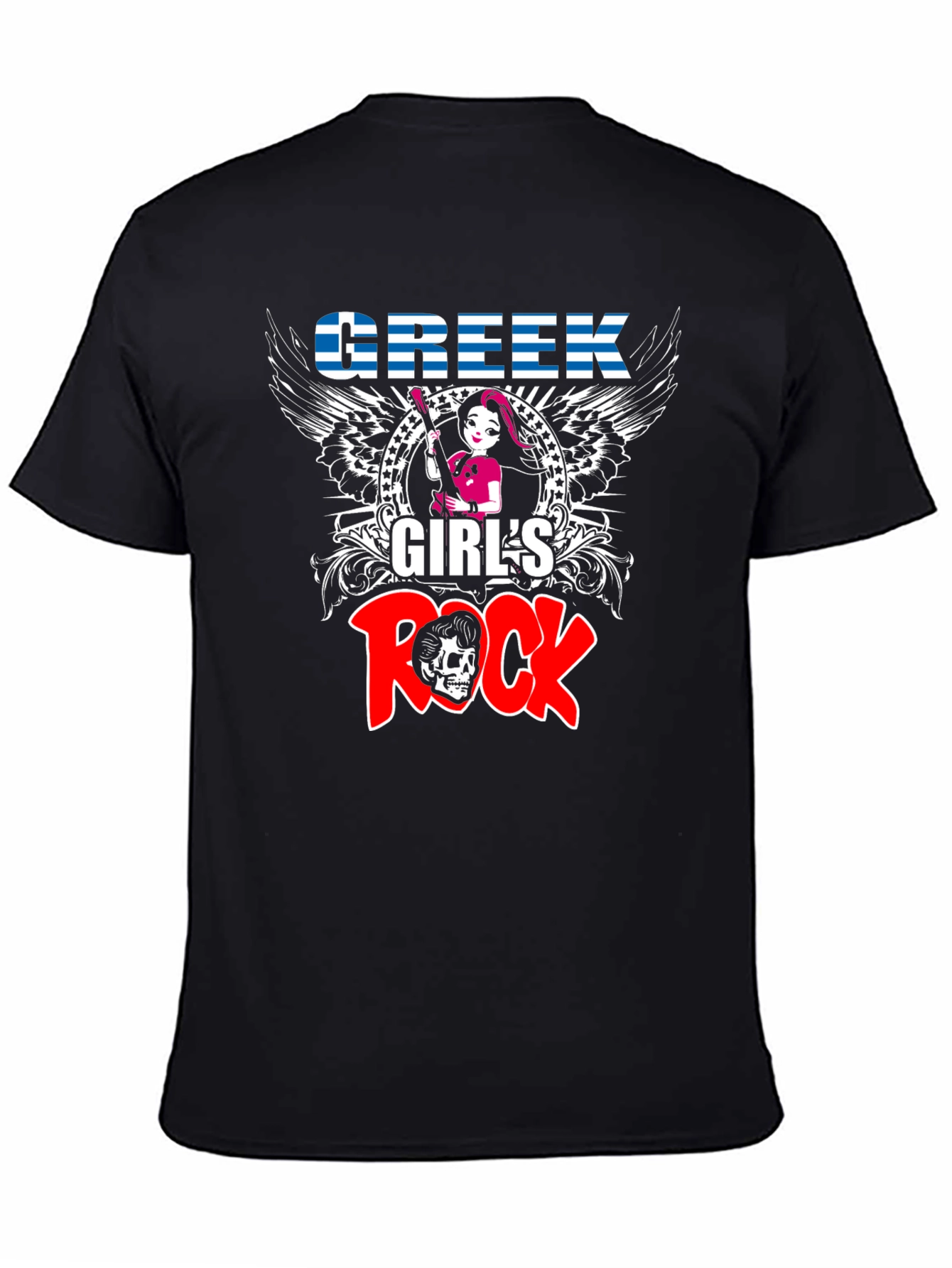 Black Greek Girl's Rock T-Shirt view 4