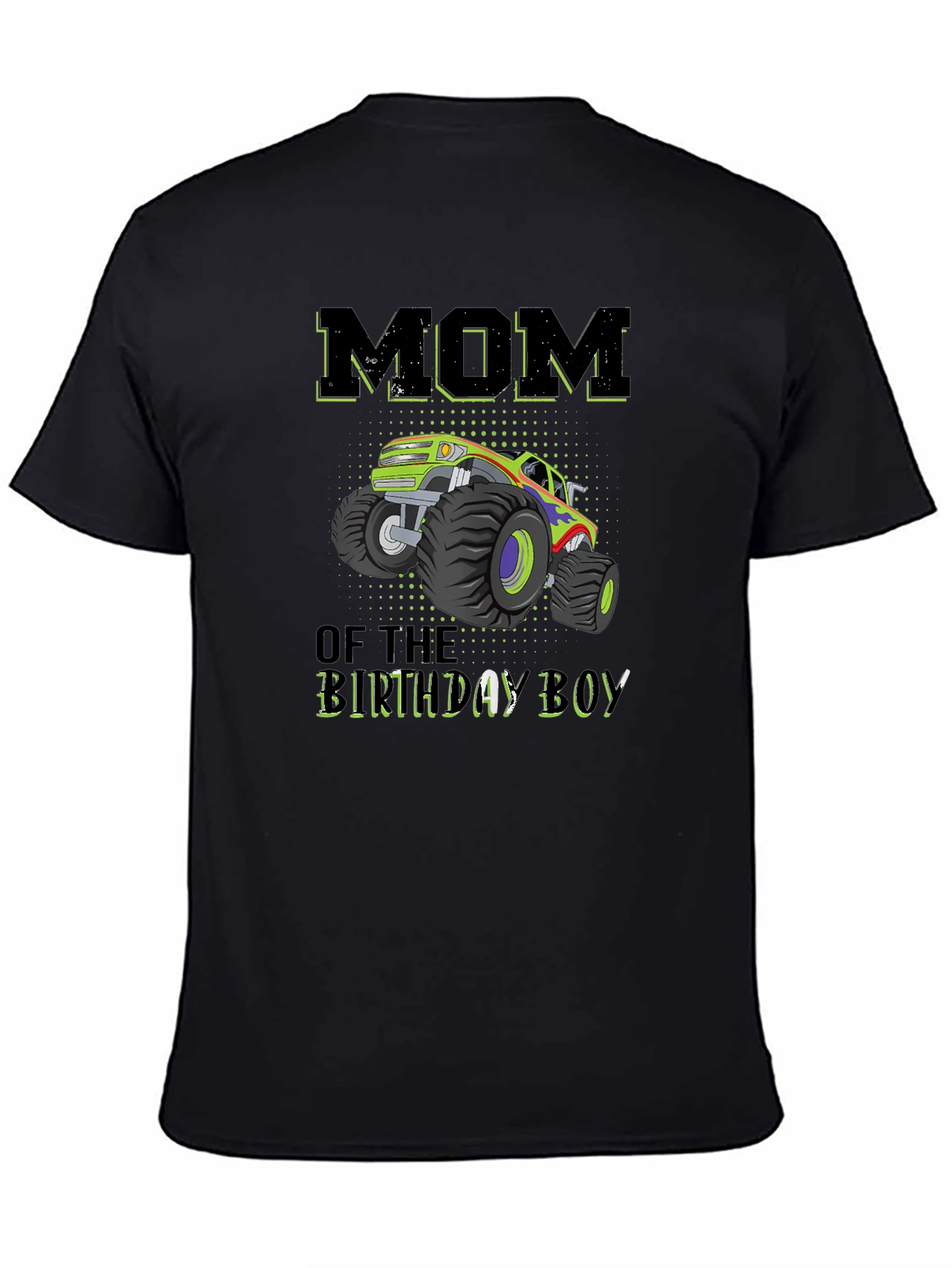 Black Mom of the Birthday Boy Monster Truck T-Shirt view 4
